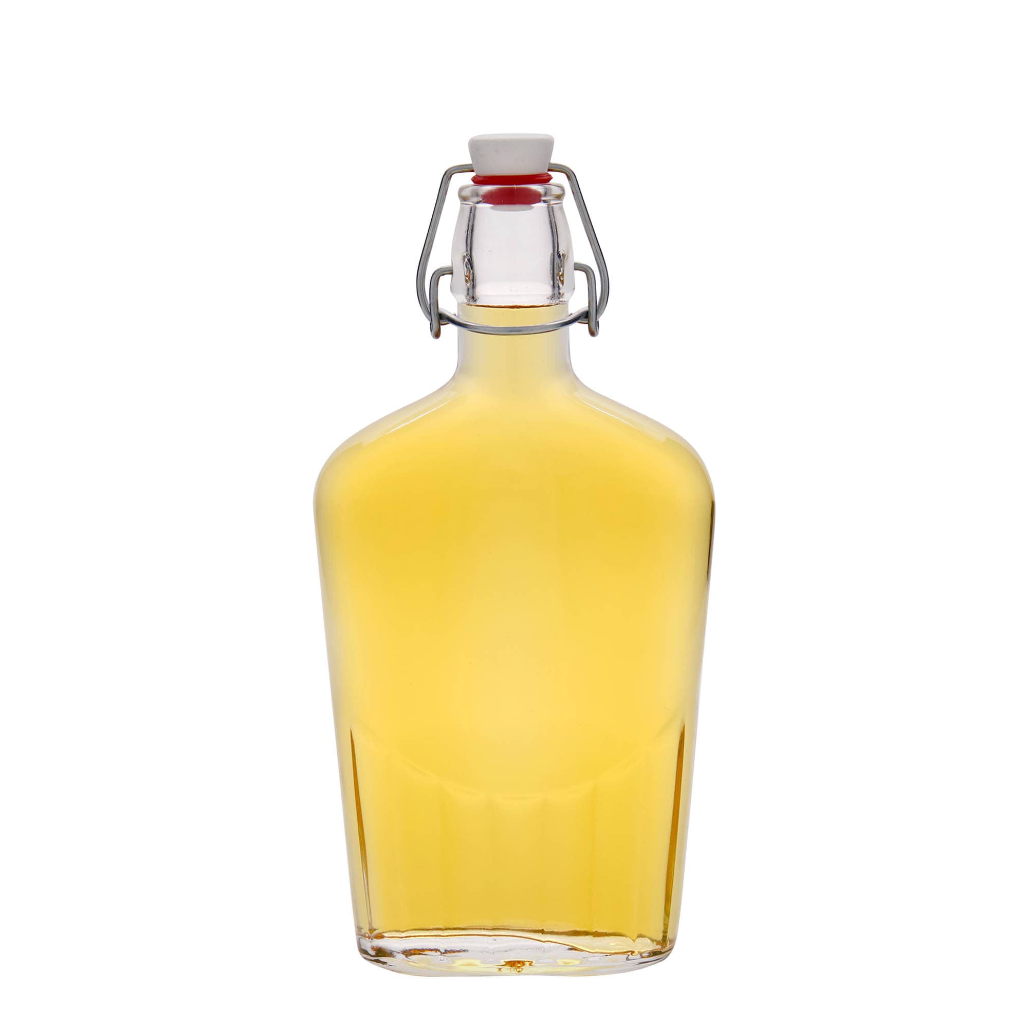 500 ml skleněná láhev „Fiaschetta“, oválná, hrdlo: uzávěr s pákou