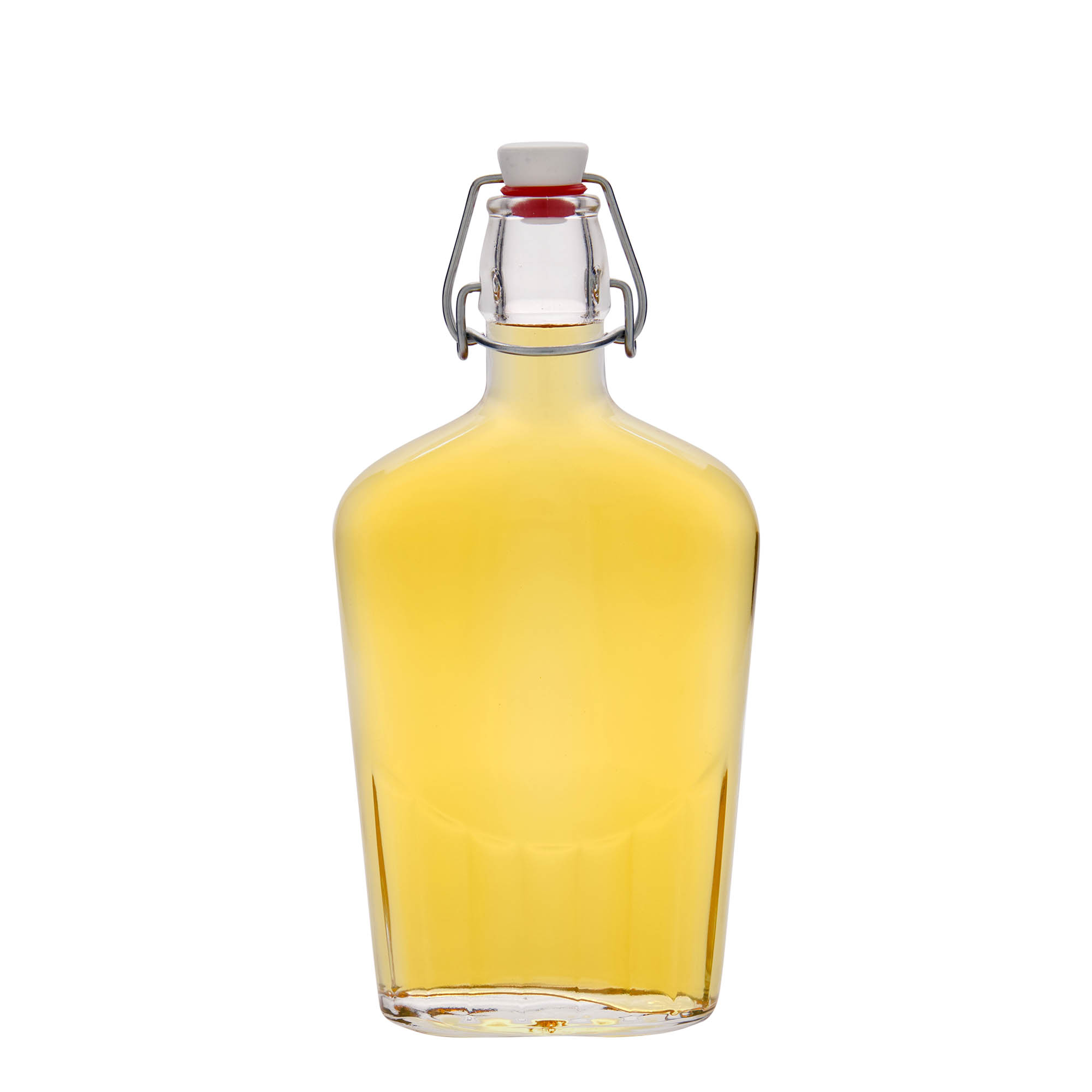 500 ml skleněná láhev „Fiaschetta“, oválná, hrdlo: uzávěr s pákou