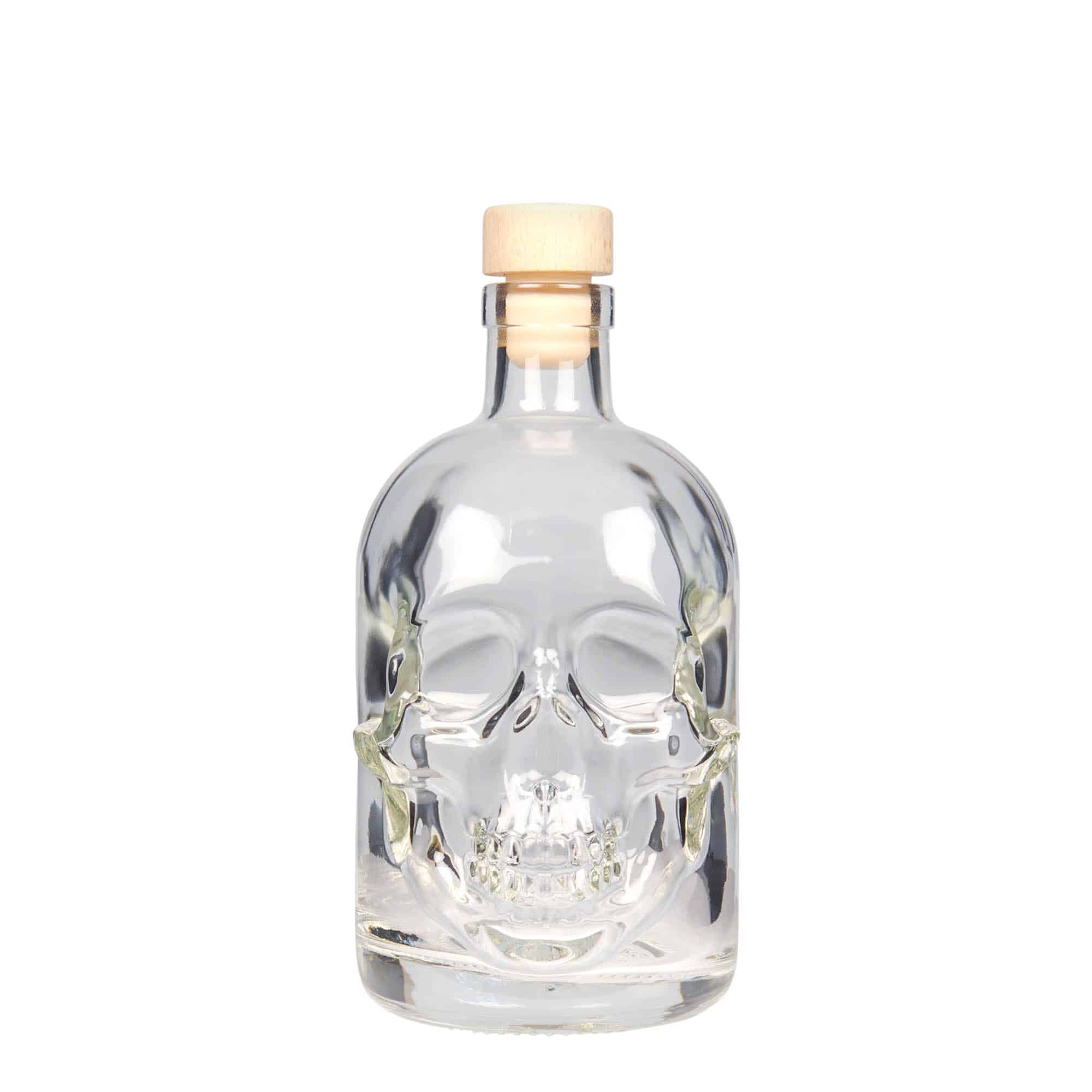 Skleněná lahev 500 ml 'Lebka', uzávěr: korek