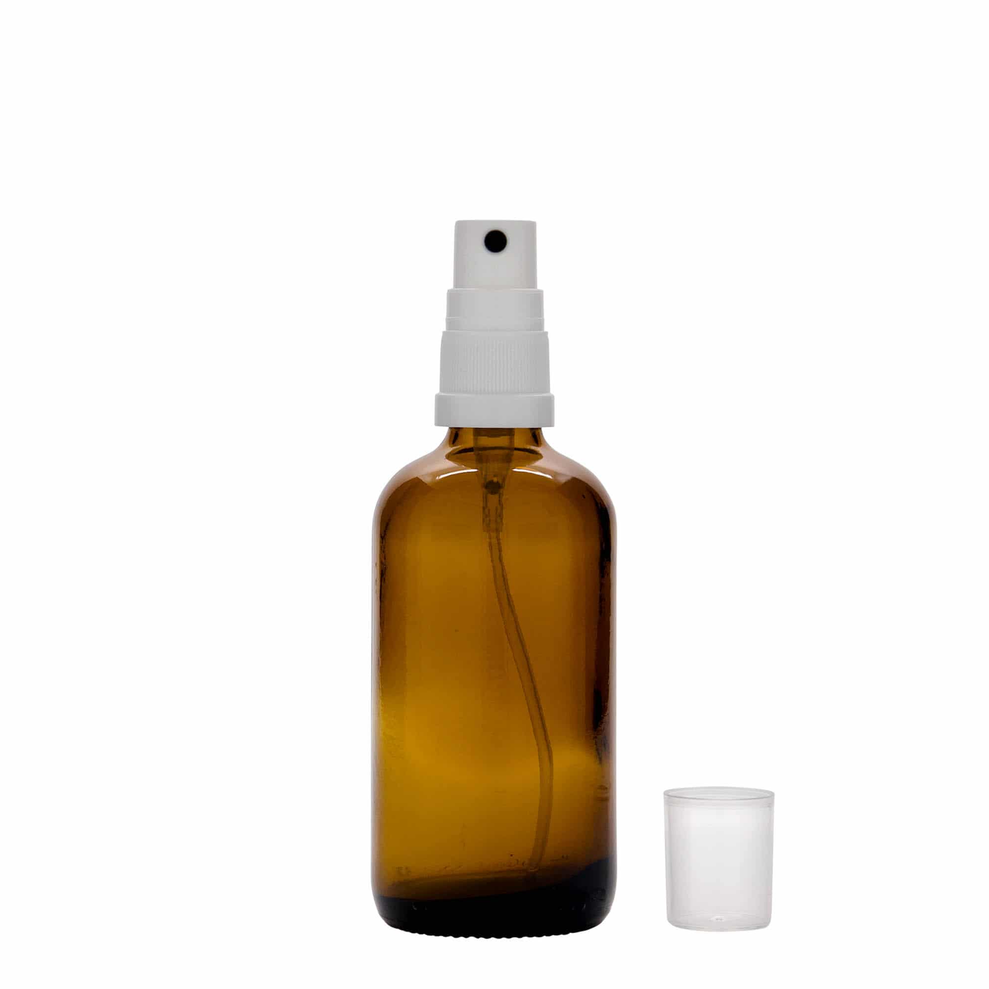 Lahvička na léky s rozprašovačem 100 ml, sklo, hnědá, ústí: DIN 18
