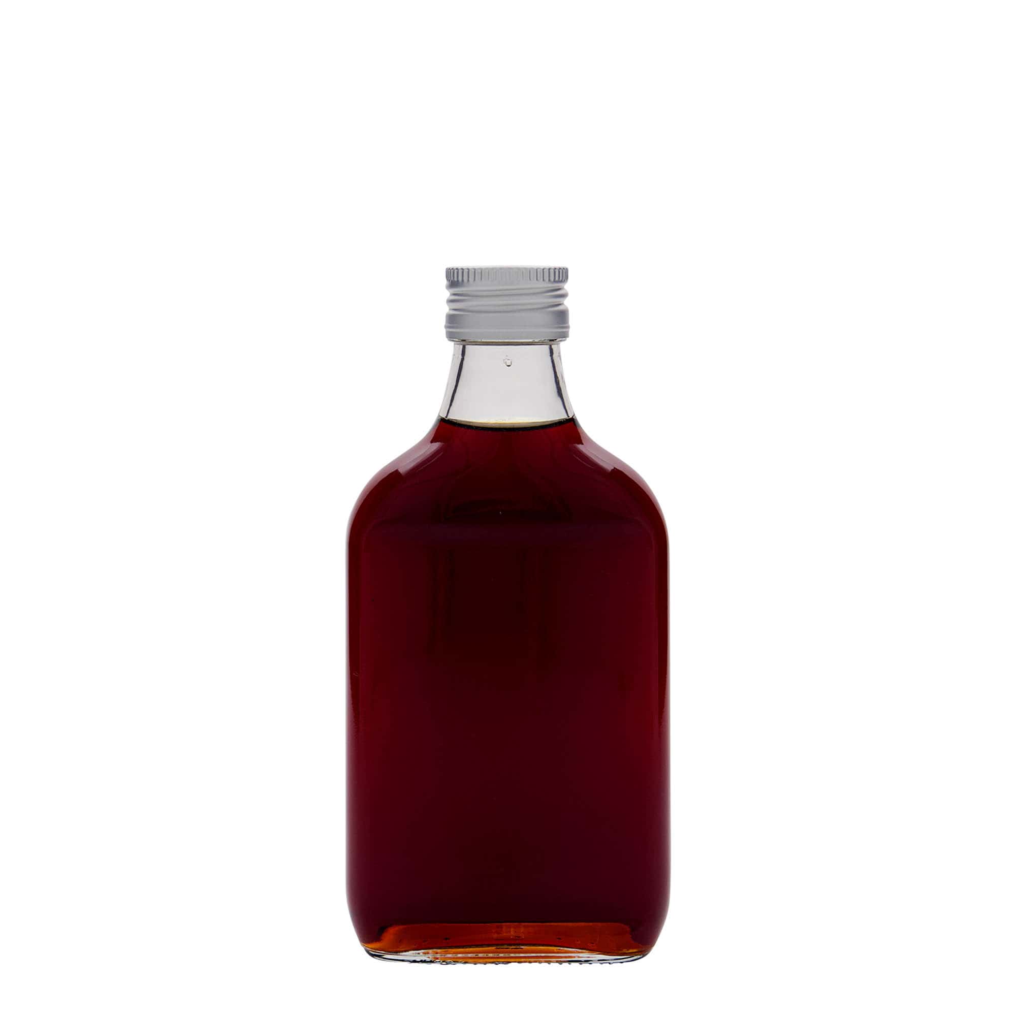 200 ml kapesní lahvička, obdélníková, sklo, hrdlo: PP 28