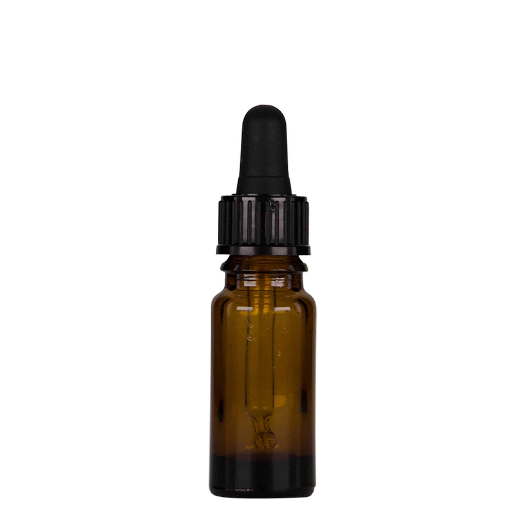 10 ml kapátková lahvička lékařská, sklo, hnědo-černá, hrdlo: DIN 18