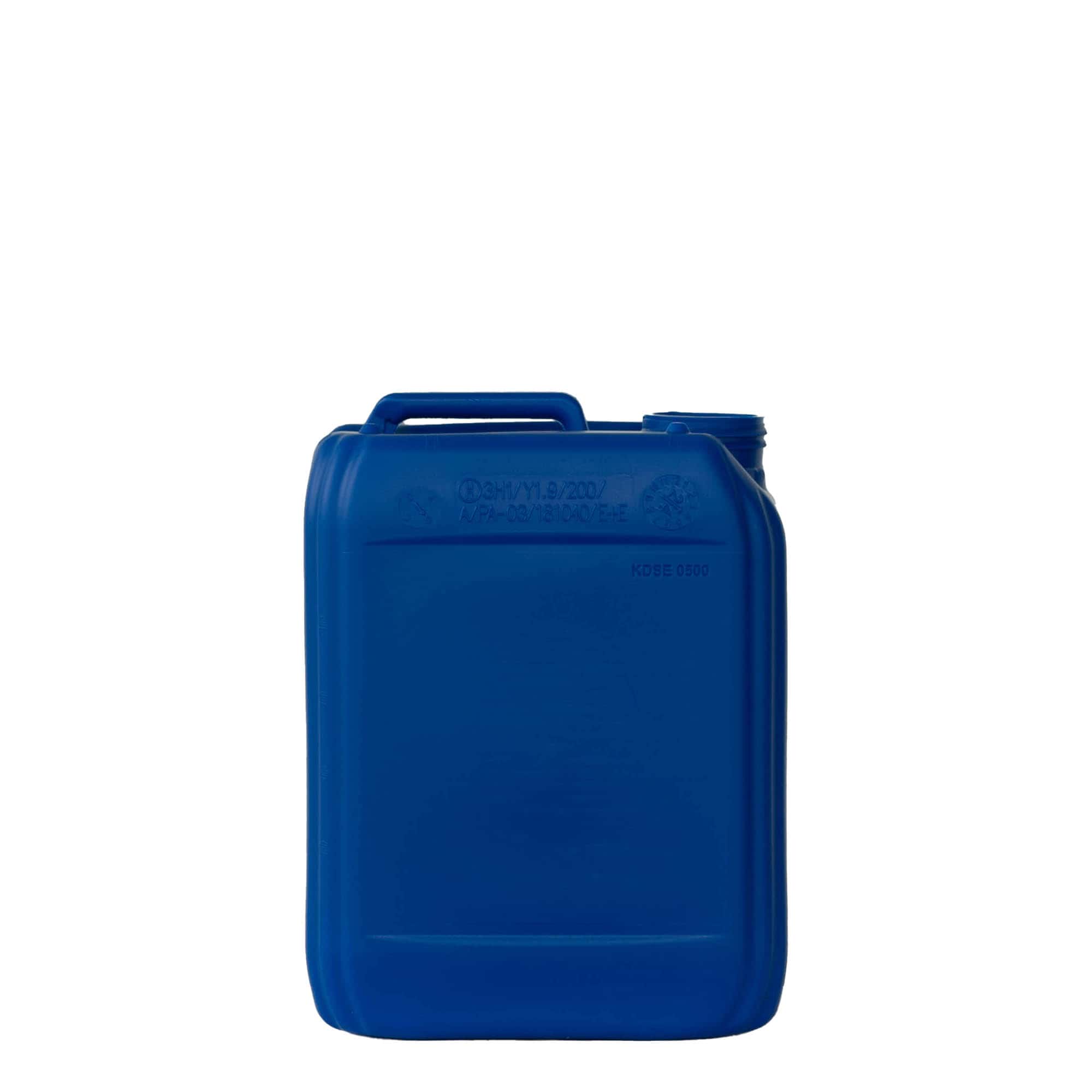 Kanystr 5 l, hranatý, plast HDPE, modrý, uzávěr: ND 55 Kanystr 5 l, hranatý, plast HDPE, modrý, uzávěr: ND 55