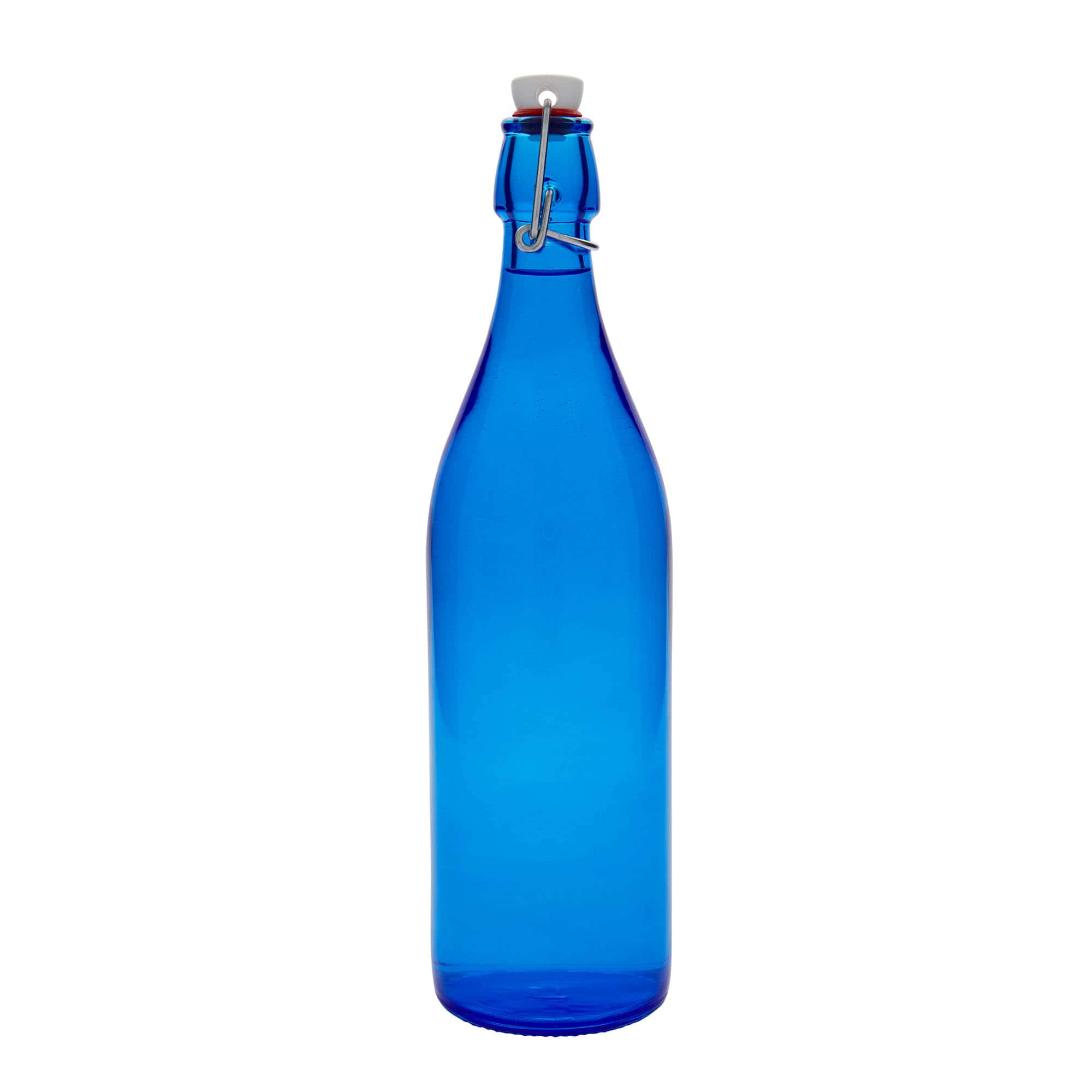 1.000 ml skleněná láhev 'Giara', modrá, hrdlo: uzávěr s pákou