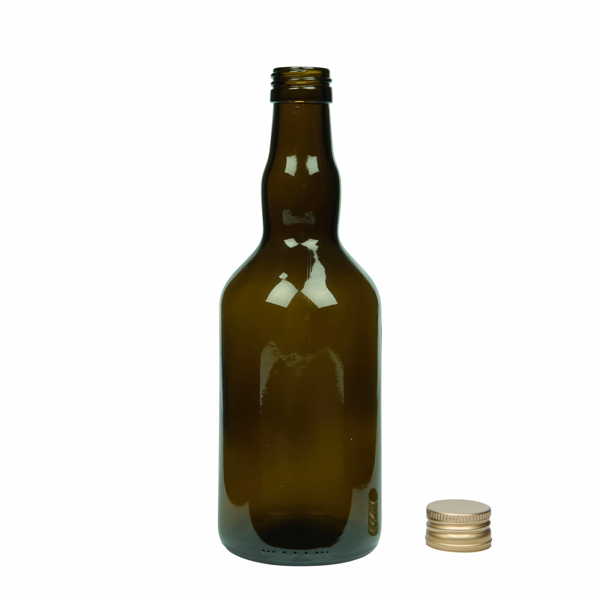 500 ml skleněná láhev 'Olona', antikzelená, hrdlo: PP 31,5