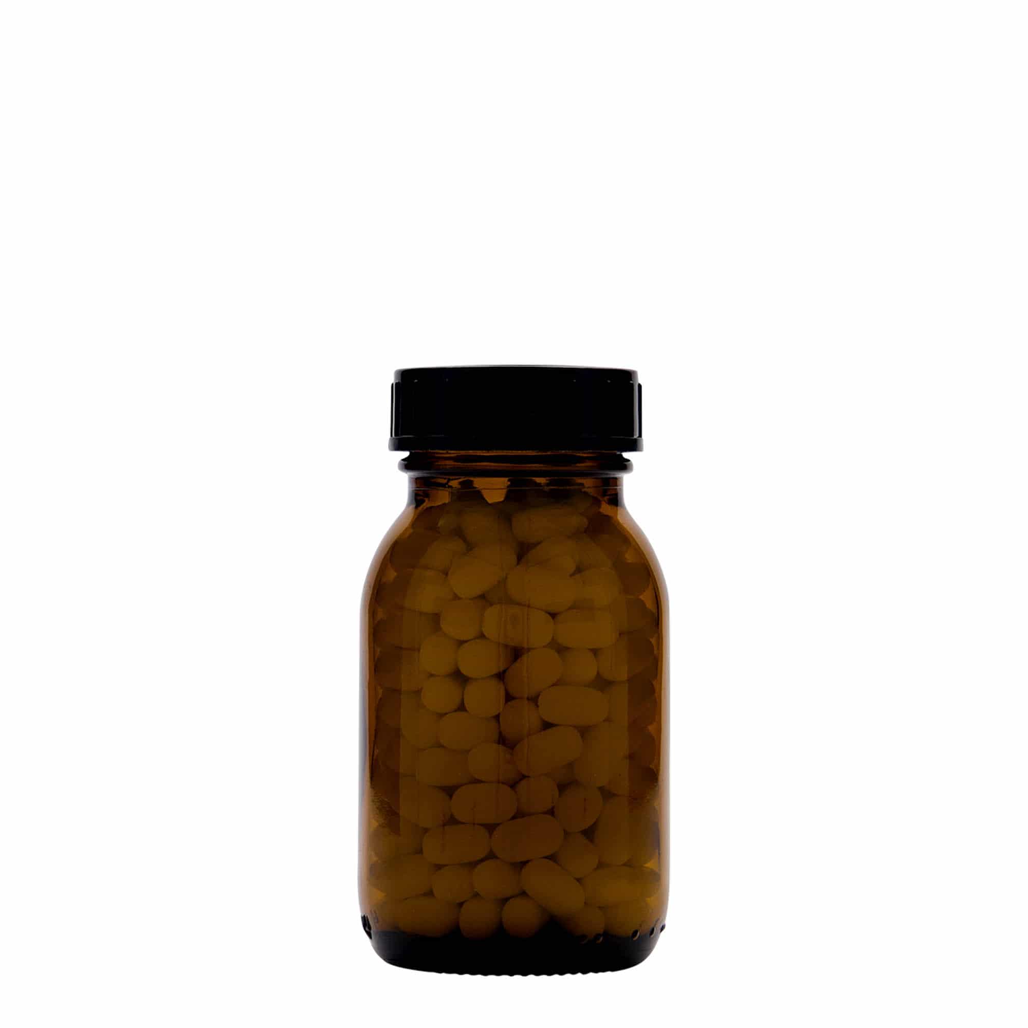 125 ml širokohrdlá sklenice, hnědá, hrdlo: DIN 40