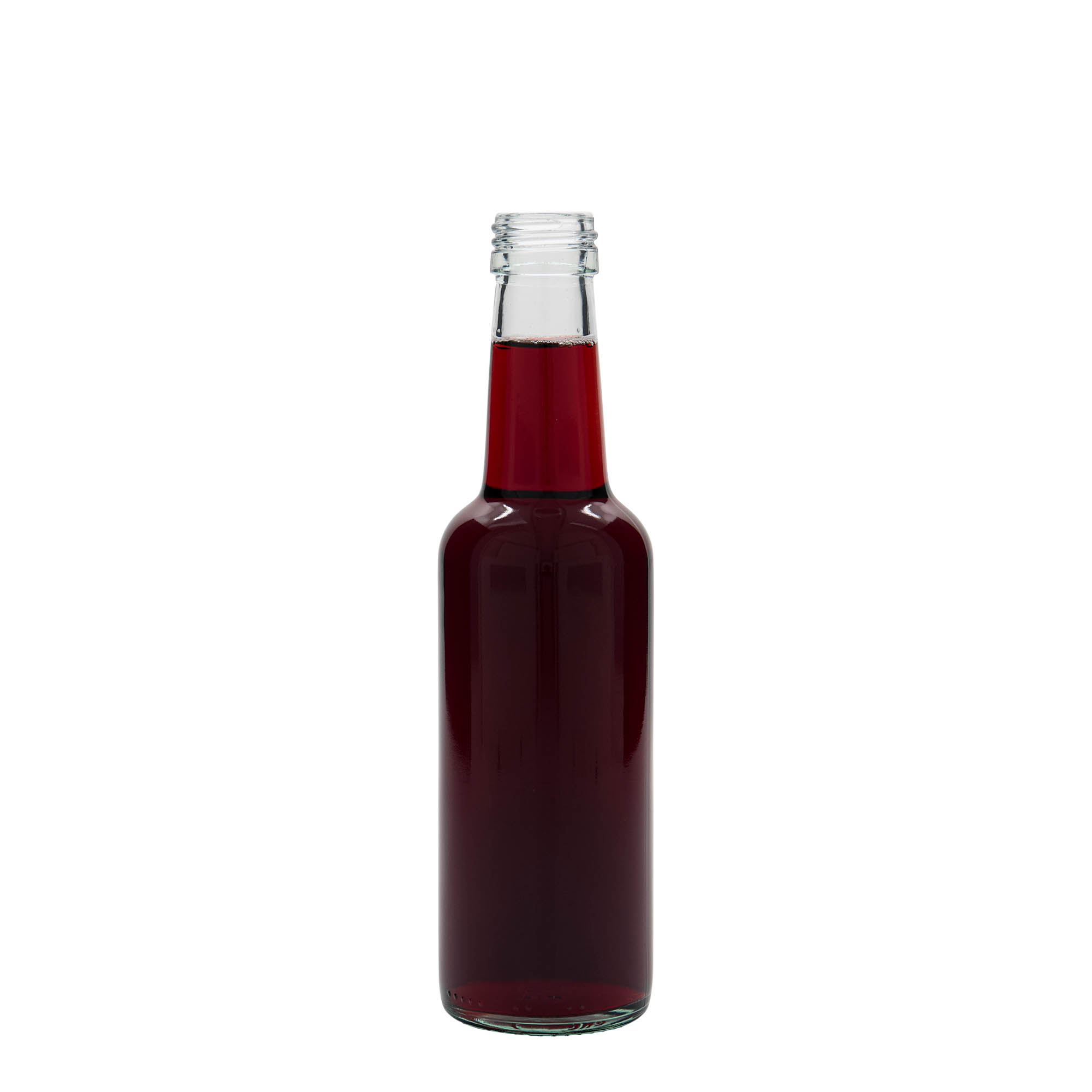 250 ml skleněná láhev s přímým hrdlem, otvor: PP 28 250 ml skleněná láhev s přímým hrdlem, otvor: PP 28