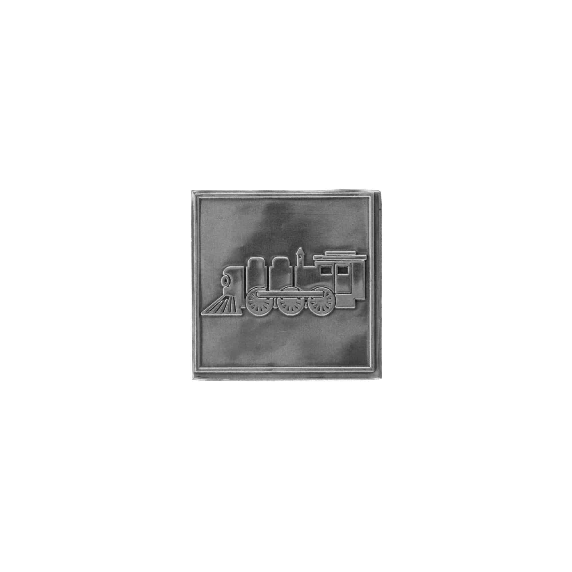 Cínový štítek 'Lokomotiva', čtvercový, kov, stříbrný