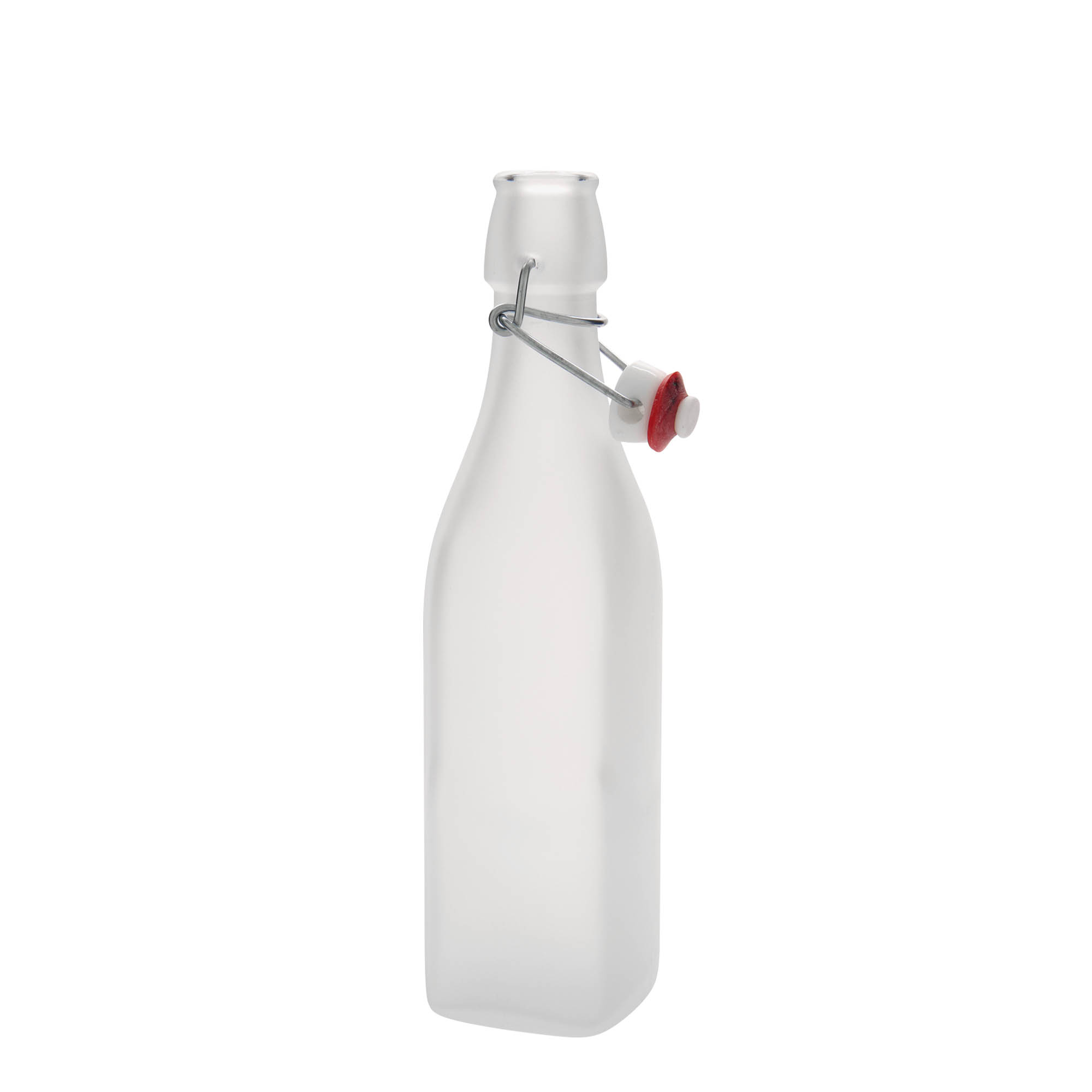 500 ml skleněná láhev 'Swing, čtvercová, bílá, hrdlo: uzávěr s pákou