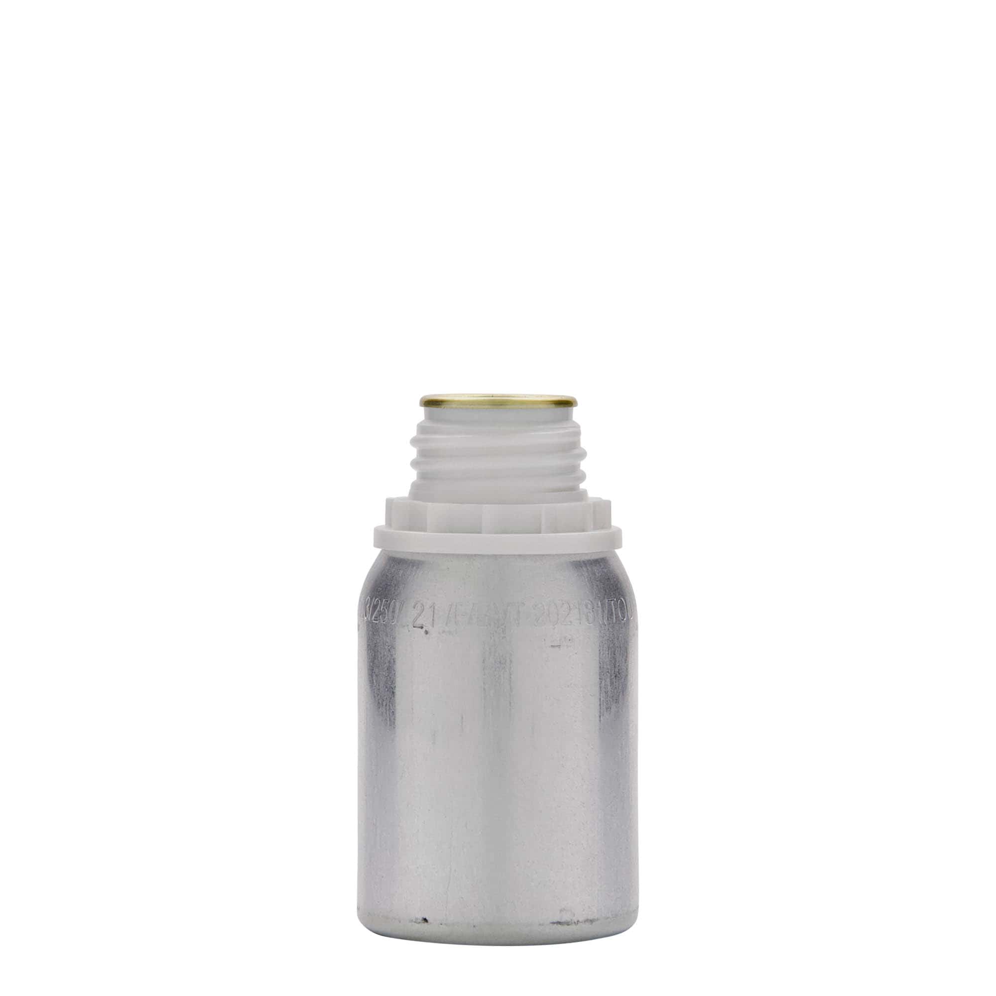125 ml hliníková láhev, kov, stříbrná, hrdlo: DIN 32