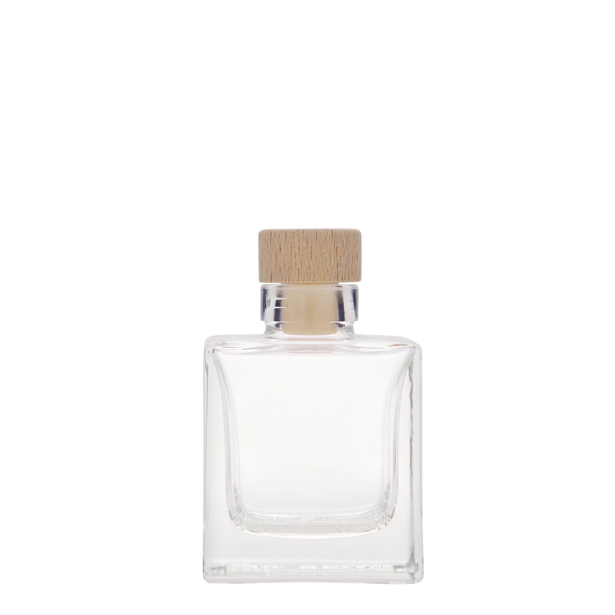 100 ml skleněná lahvička 'Cube', čtvercová, hrdlo: korek