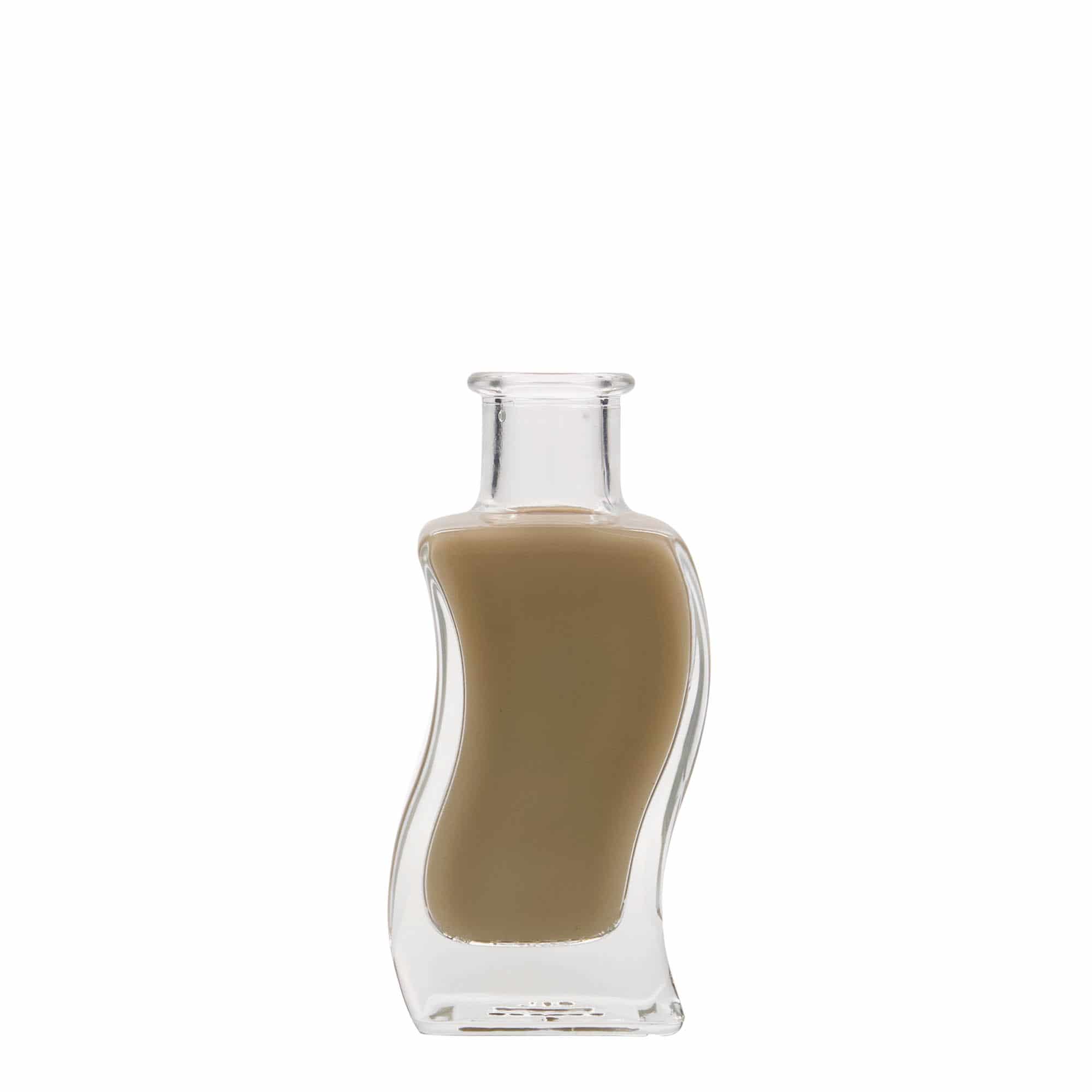 Skleněná lahev 100 ml 'Vlna', čtvercová, uzávěr: korek