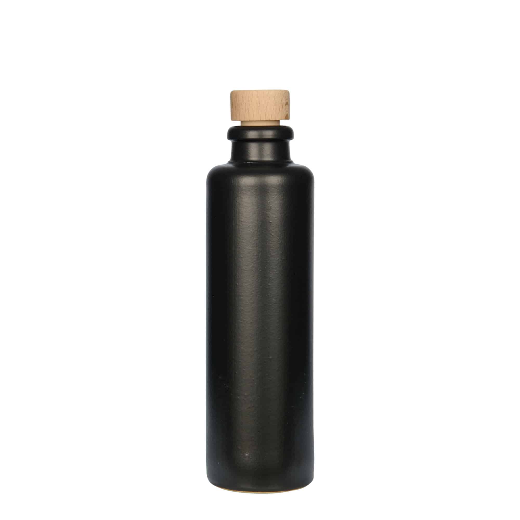200 ml keramický džbán, kamenina, černý, hrdlo: korek