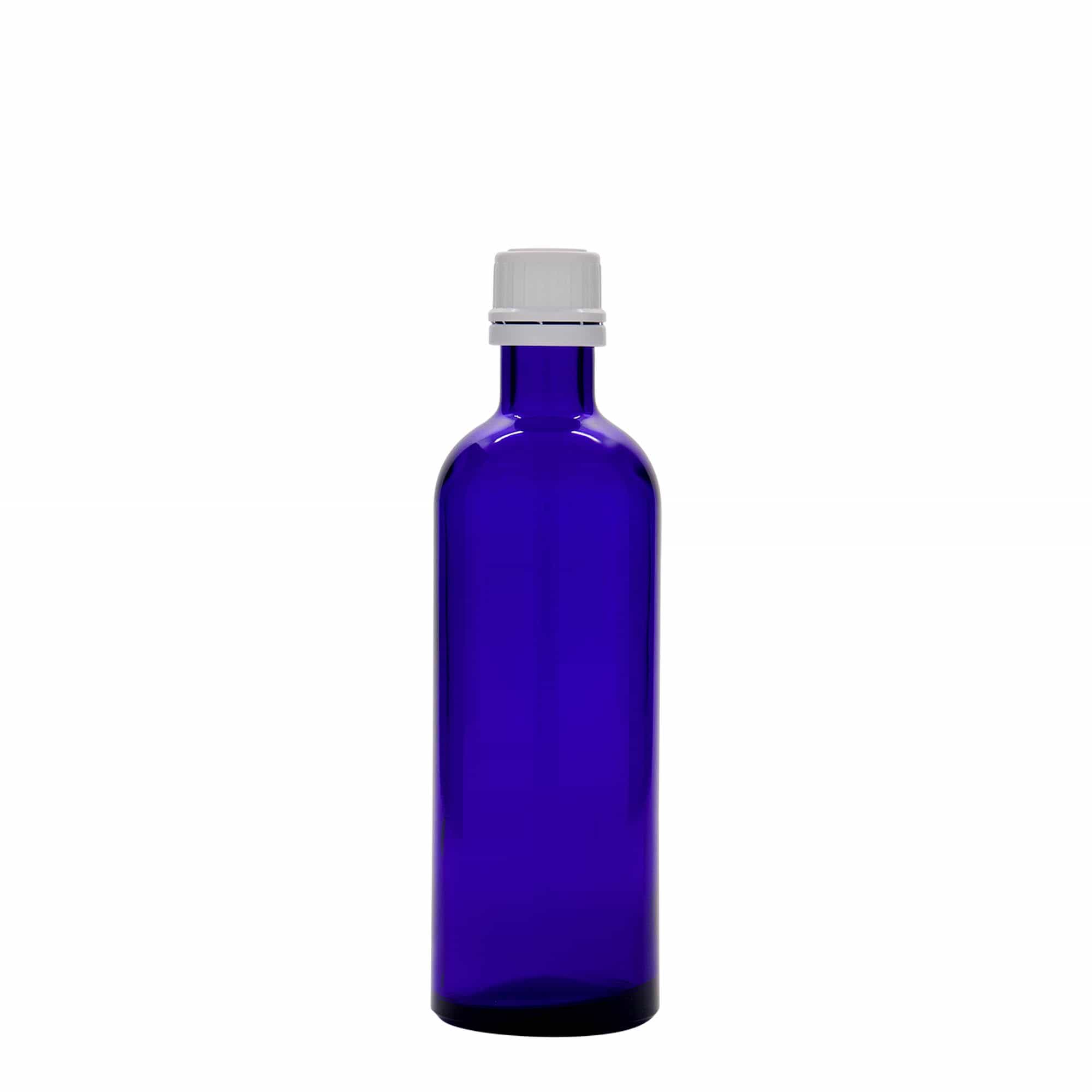 200 ml lékovka, sklo, královská modř, hrdlo: DIN 22