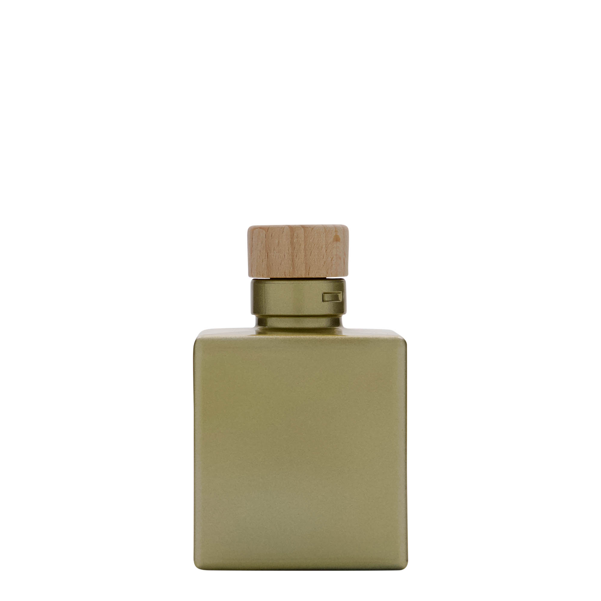 100 ml skleněná lahvička 'Cube', čtvercová, zlatá, hrdlo: korek