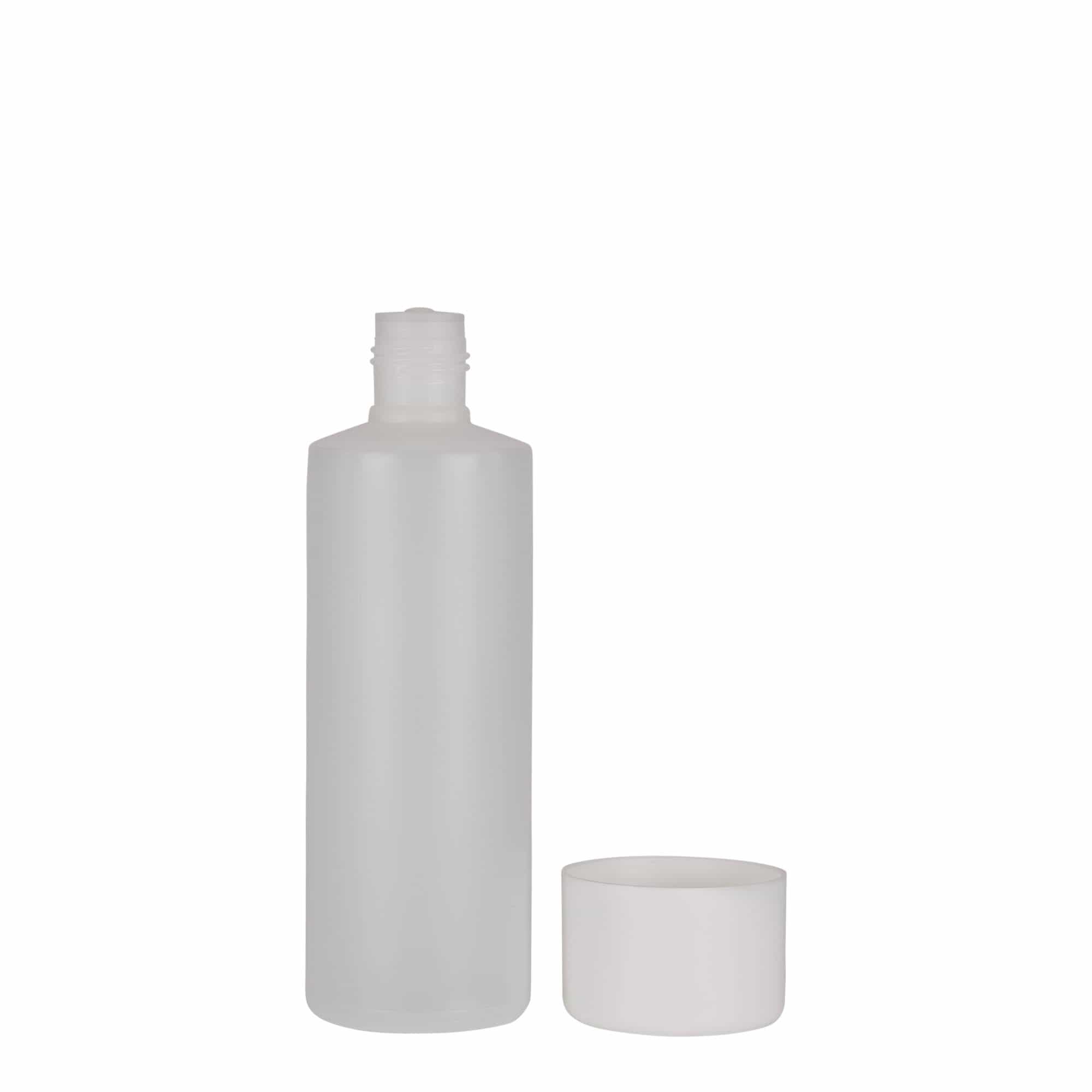 200 ml kulatá láhev, PE-plast, přírodní, hrdlo: šroubovací uzávěr