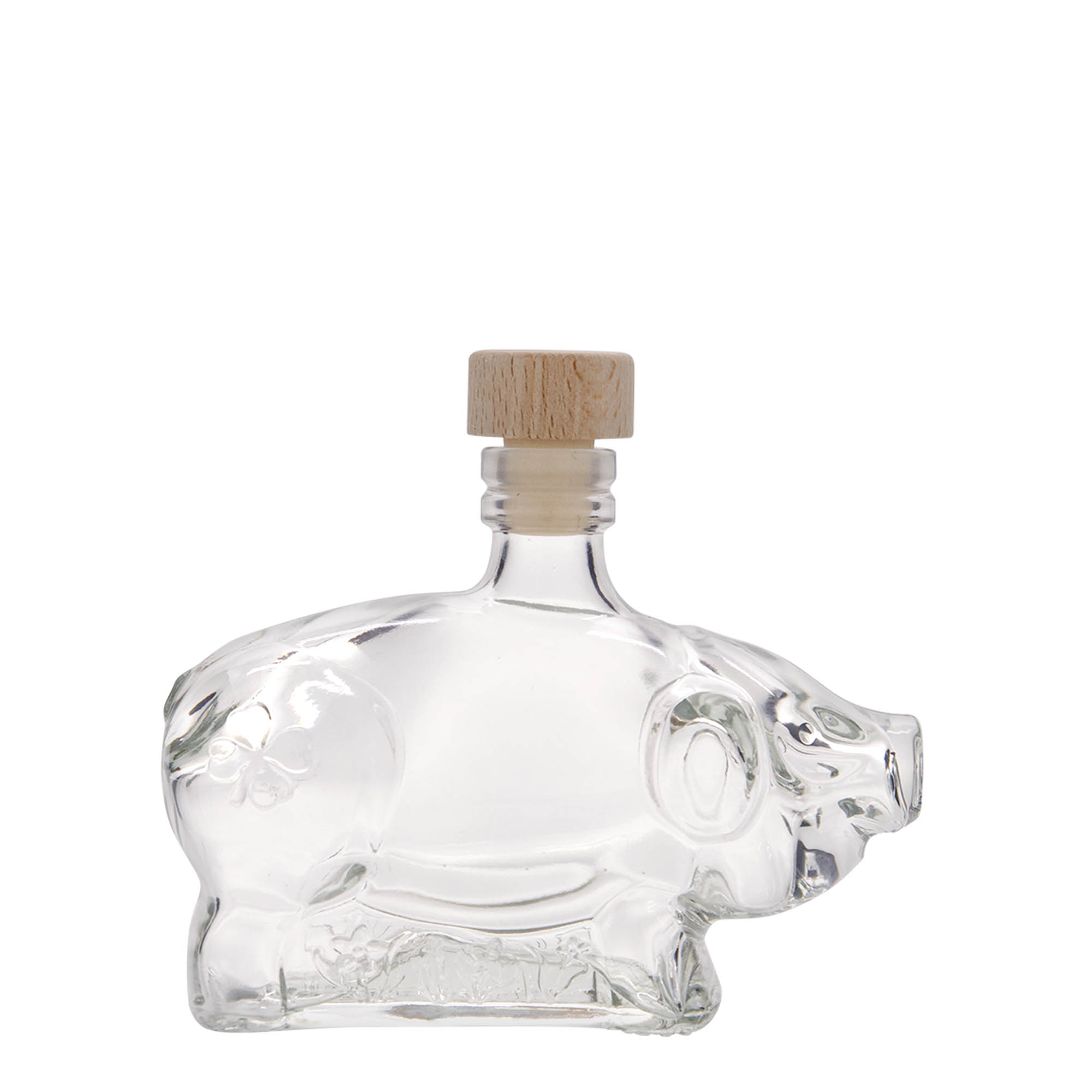 200 ml skleněná láhev 'Štěstí prasátko', hrdlo: korek