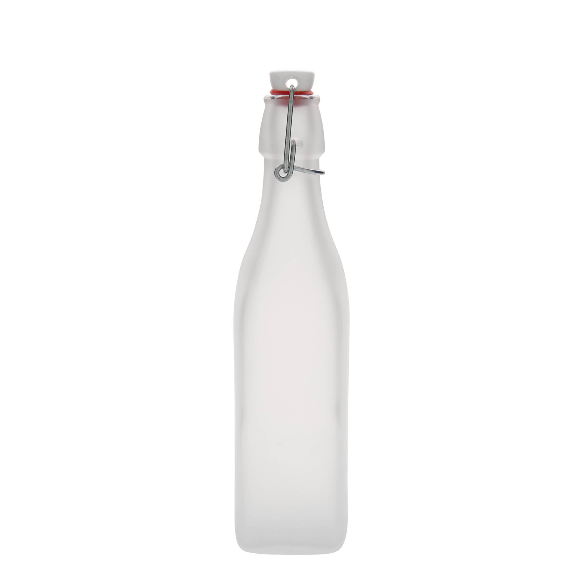 500 ml skleněná láhev 'Swing, čtvercová, bílá, hrdlo: uzávěr s pákou