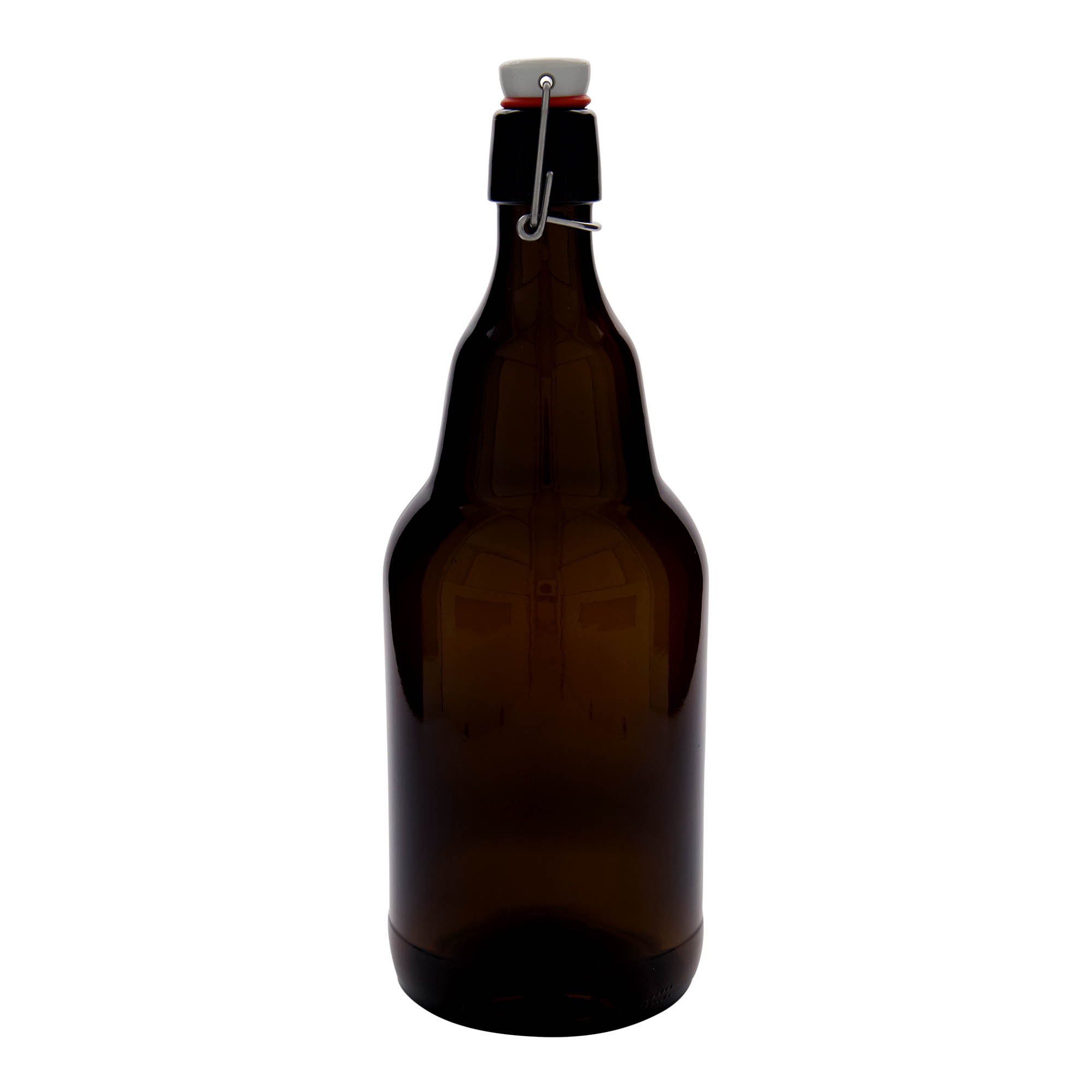 2.000 ml pivní láhev, sklo, hnědá, hrdlo: páčkový uzávěr