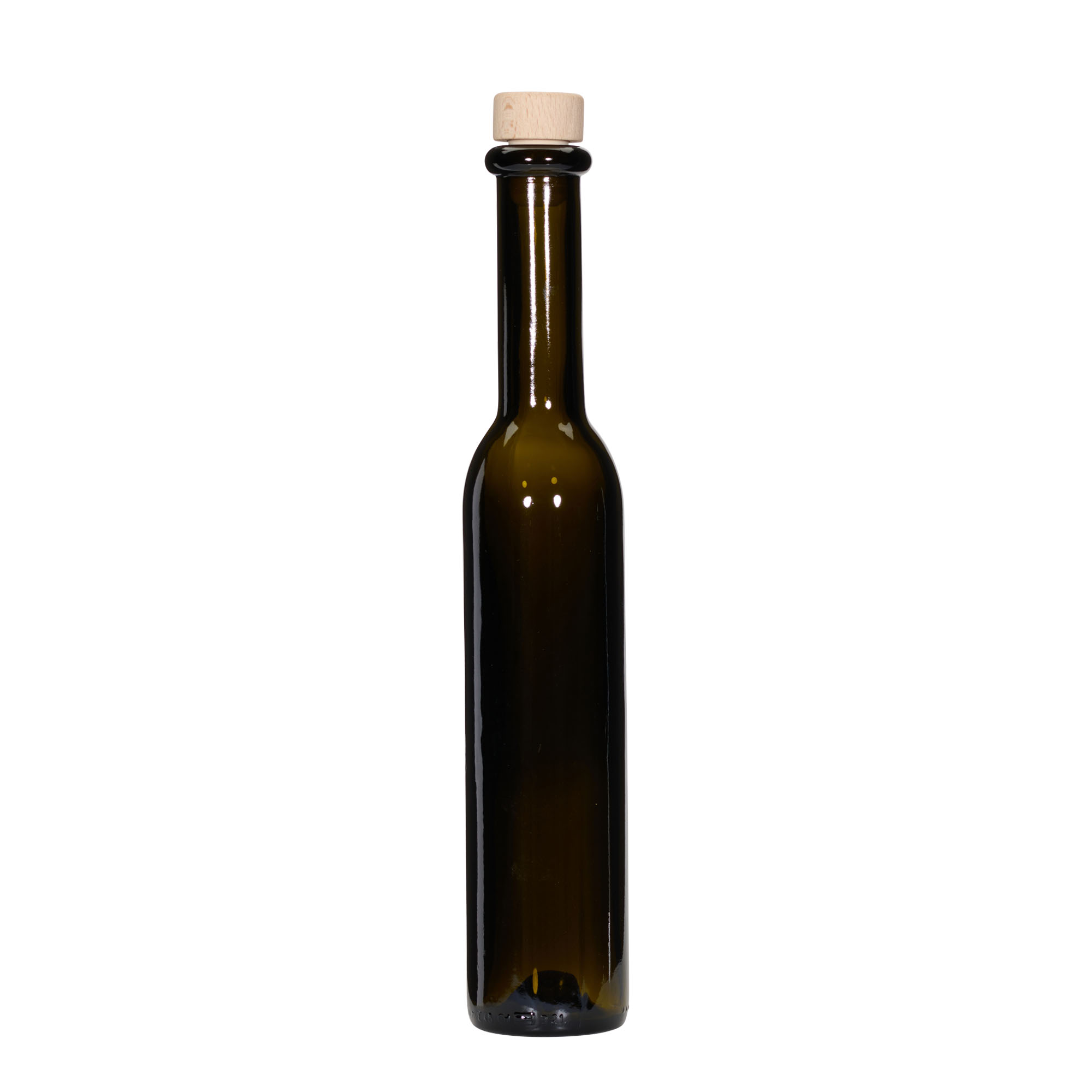 250 ml skleněná láhev 'Rocky', antikzelená, hrdlo: korek