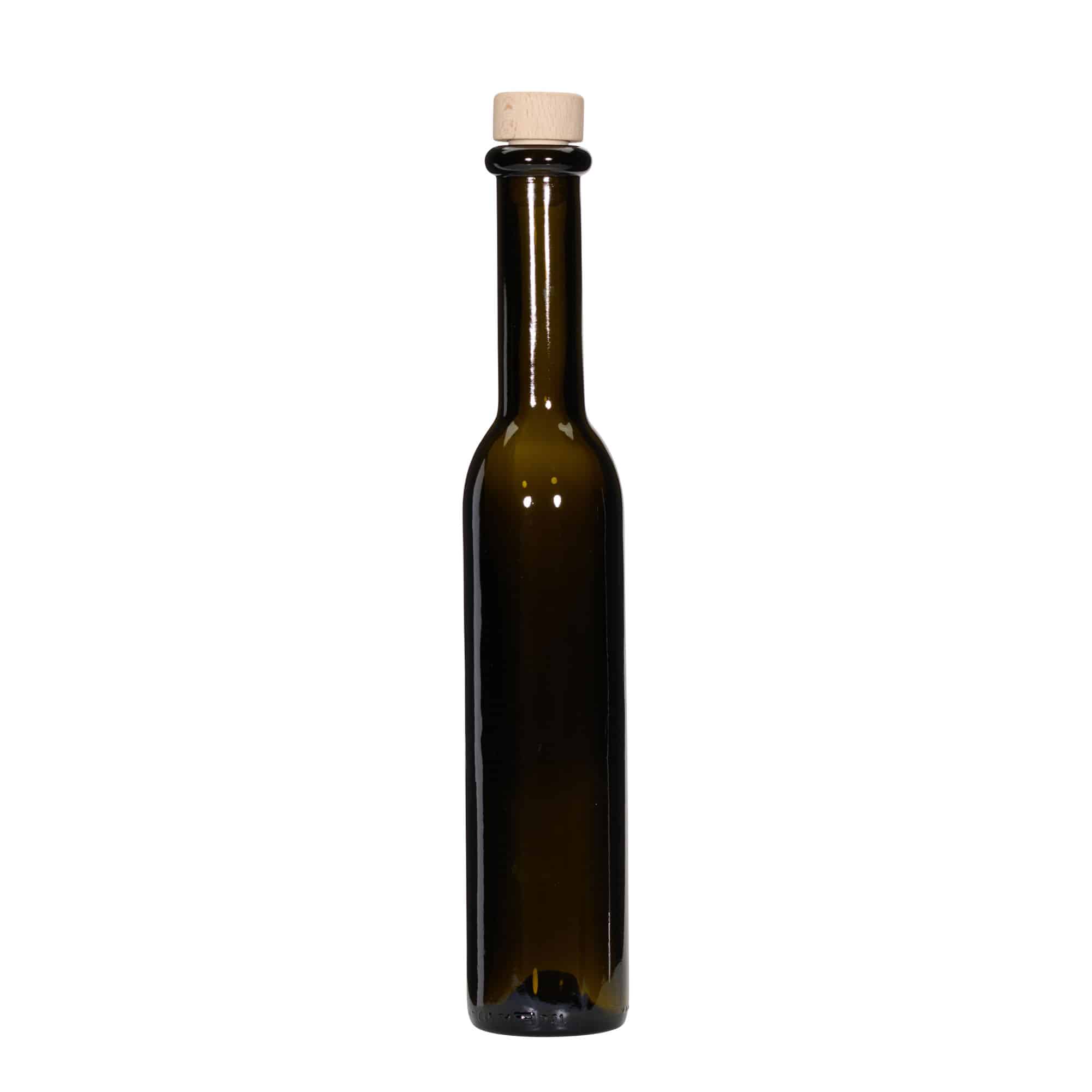 250 ml skleněná láhev 'Rocky', antikzelená, hrdlo: korek