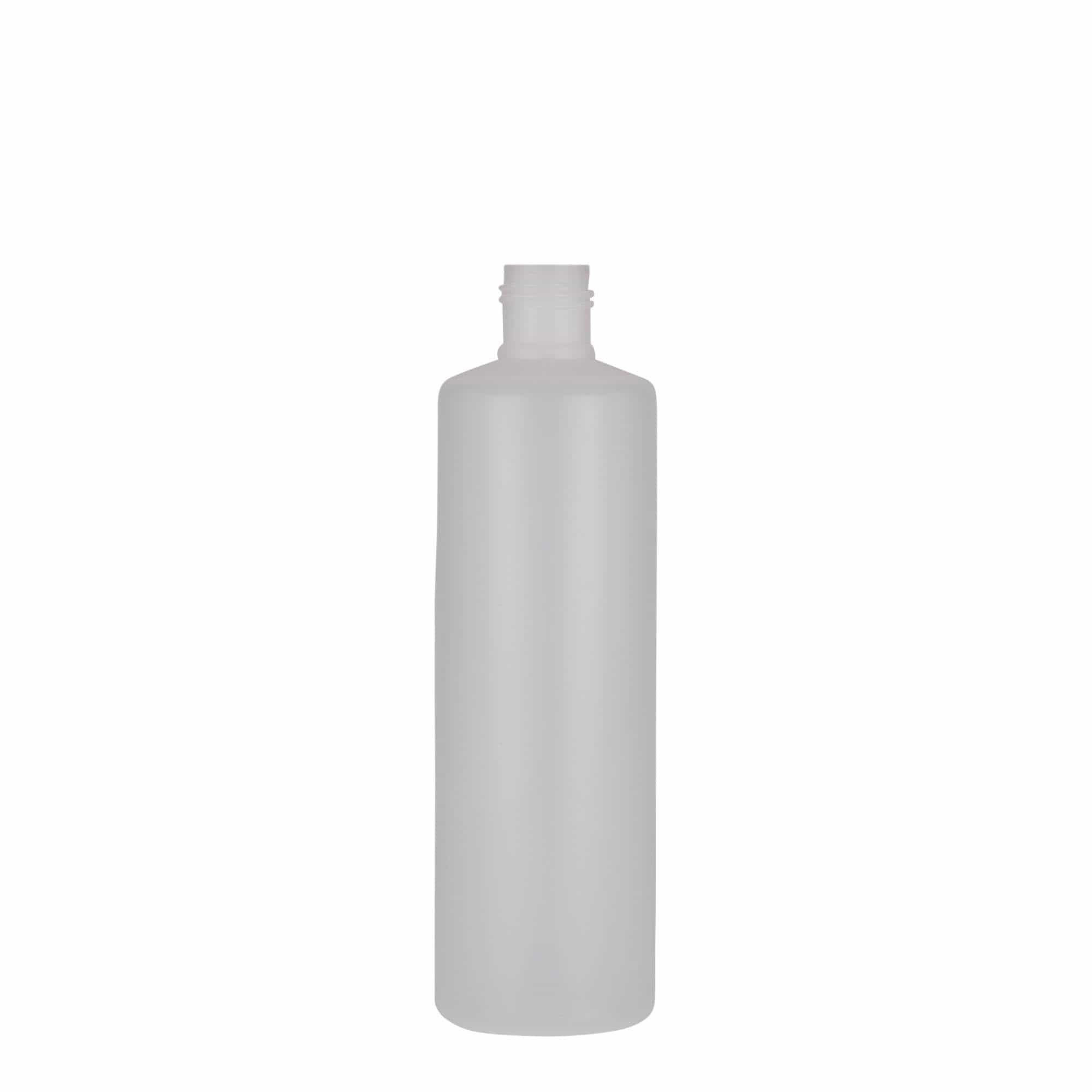 250 ml kulatá láhev, PE plast, přírodní, hrdlo: šroubovací uzávěr