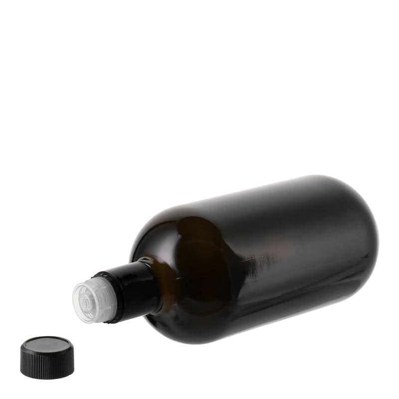 Lahev na ocet/olej 750 ml 'Biolio', sklo, starožitná zelená, ústí: DOP