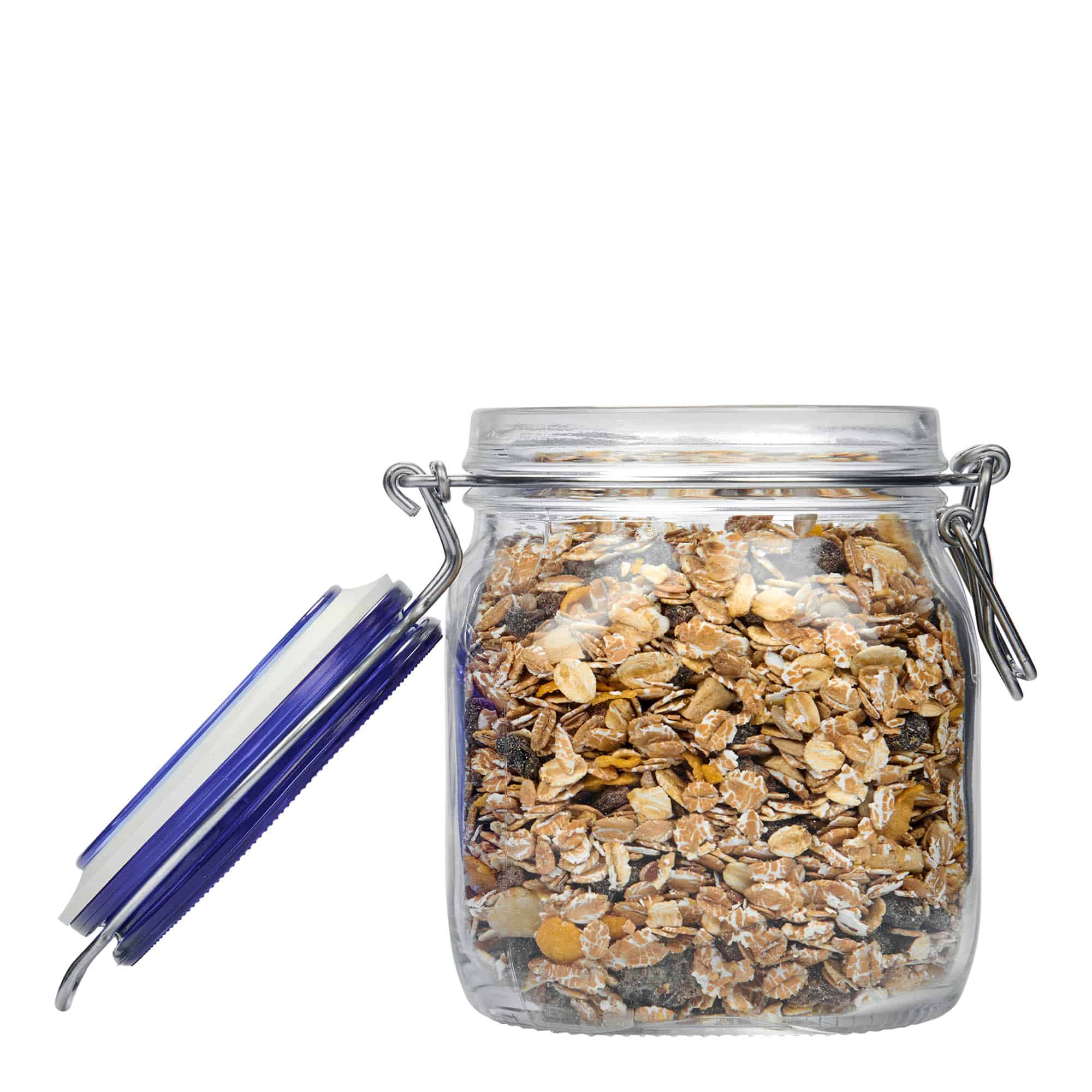 750 ml drátěná zavařovací sklenice 'Fido' modrý uzávěr, čtvercová, hrdlo: drátěný zámek 750 ml drátěná zavařovací sklenice 'Fido' modrý uzávěr, čtvercová, hrdlo: drátěný zámek