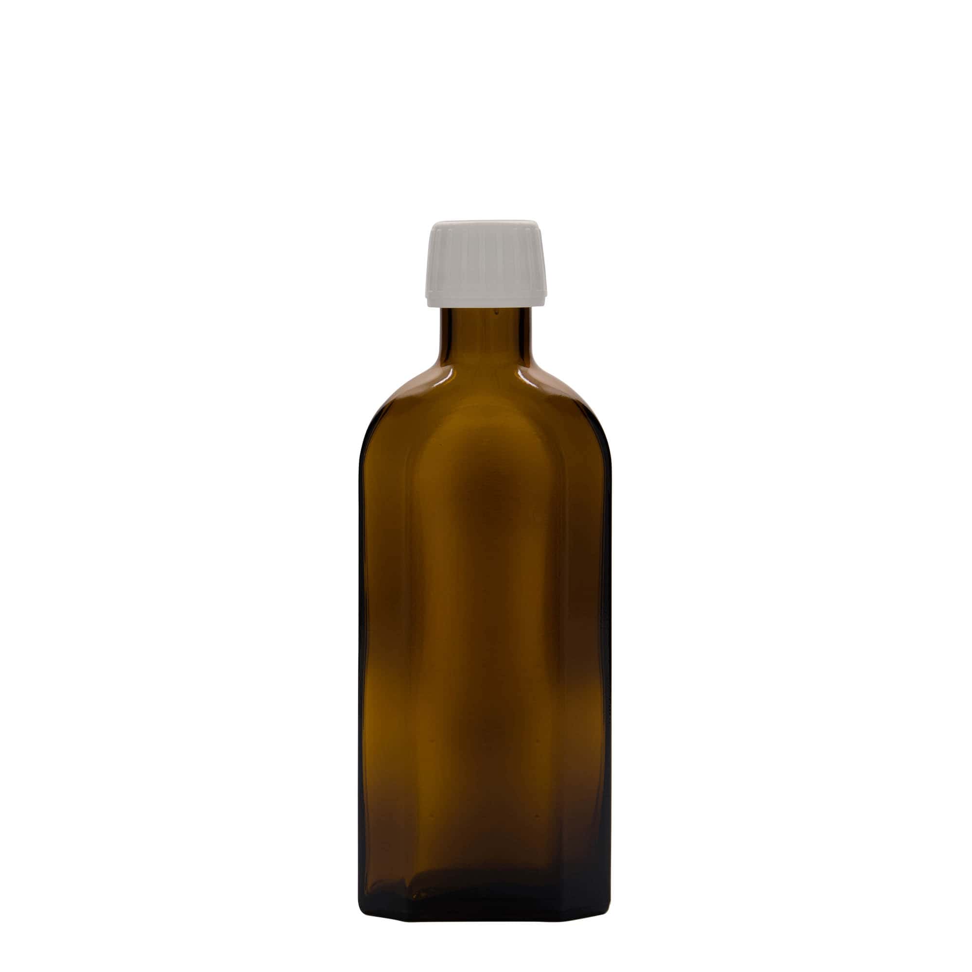 250 ml lékovka Meplat, oválná, sklo, hnědá, hrdlo: PP 28