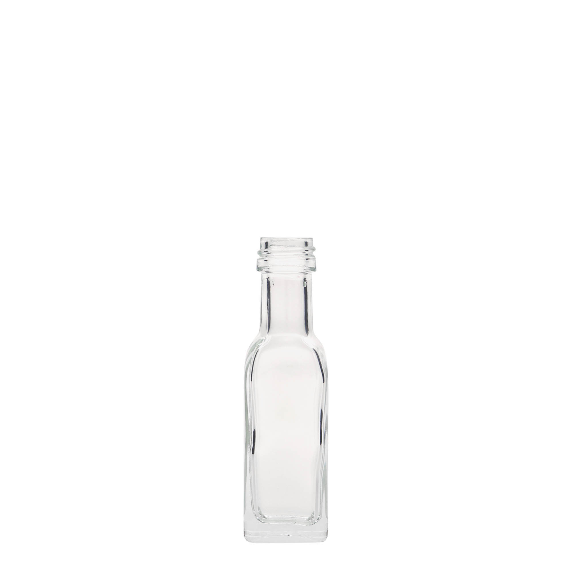20 ml skleněná lahvička 'Marasca', čtvercová, hrdlo: PP 18