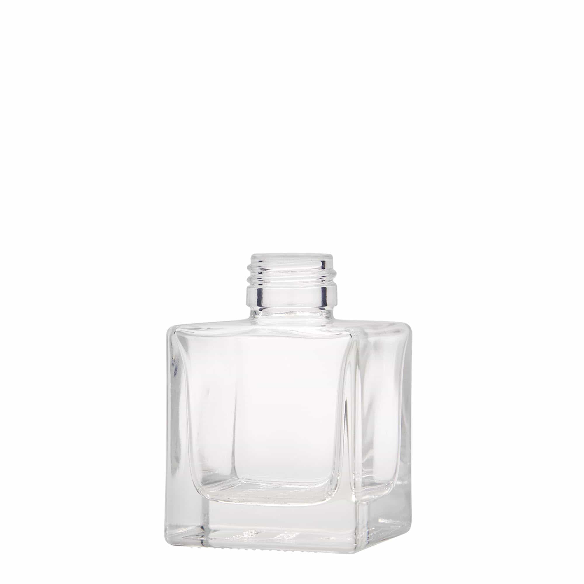 100 ml skleněná lahvička 'Cube', čtvercová, hrdlo: PP 28 100 ml skleněná lahvička 'Cube', čtvercová, hrdlo: PP 28