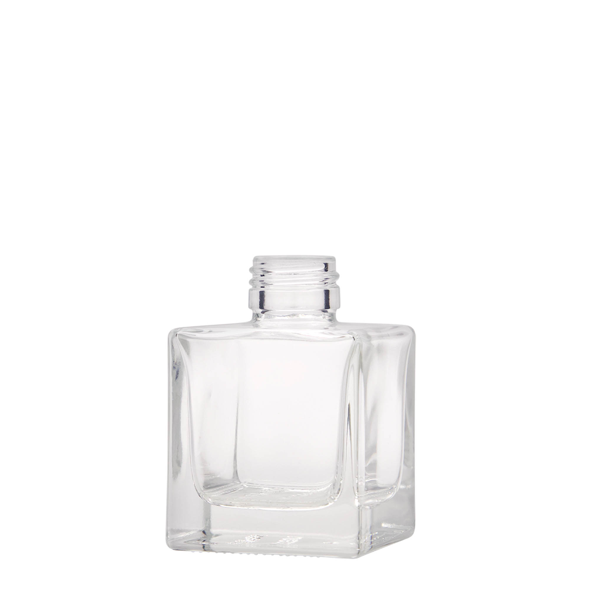100 ml skleněná lahvička 'Cube', čtvercová, hrdlo: PP 28