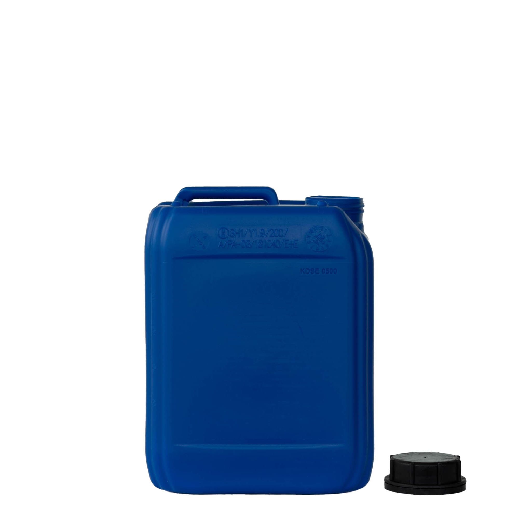 5 l kanystr, obdélníkový, HDPE plast, modrý, hrdlo: ND 55
