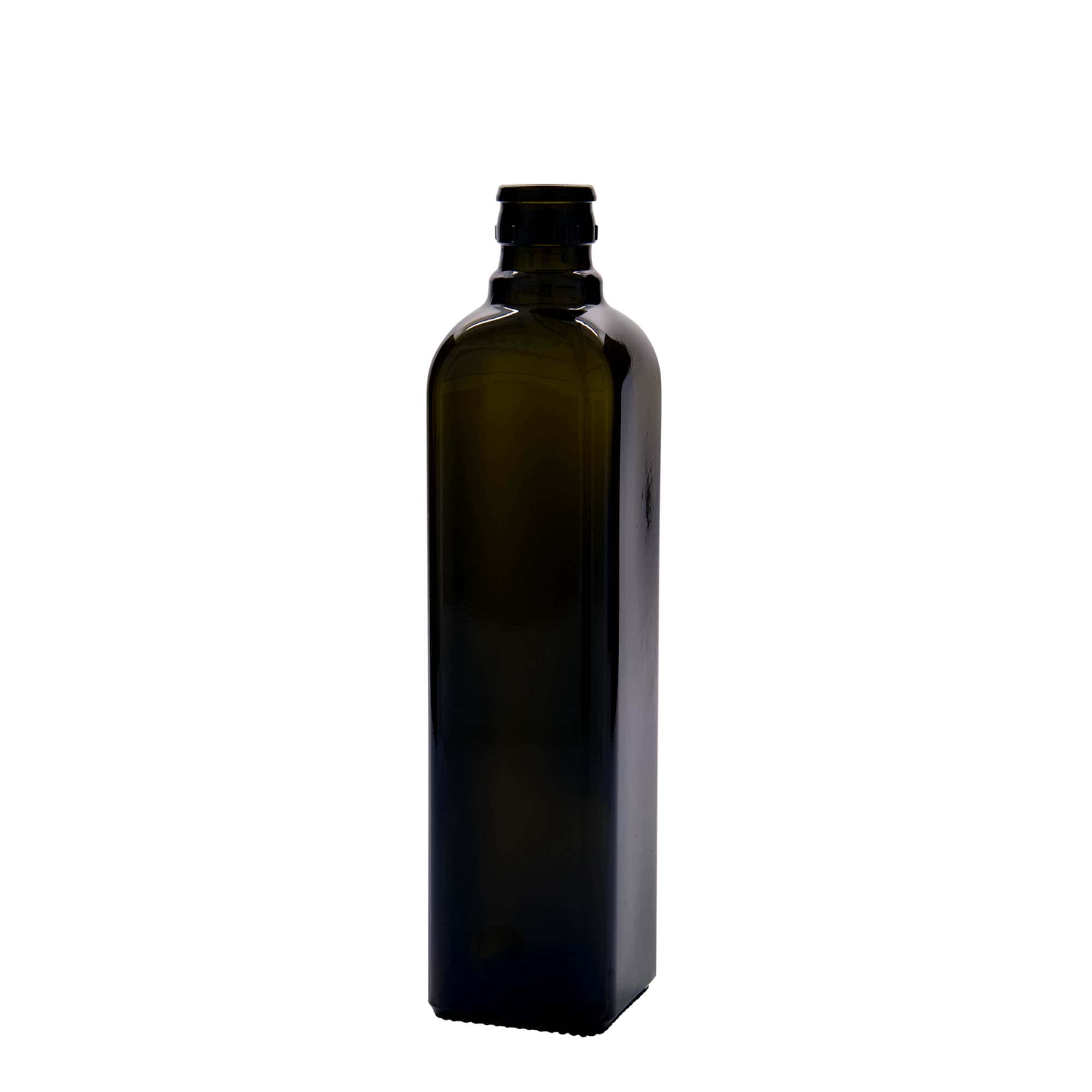 500 ml láhev na ocet/olej 'Quadra', sklo, čtvercová, starozelená, hrdlo: DOP 500 ml láhev na ocet/olej 'Quadra', sklo, čtvercová, starozelená, hrdlo: DOP