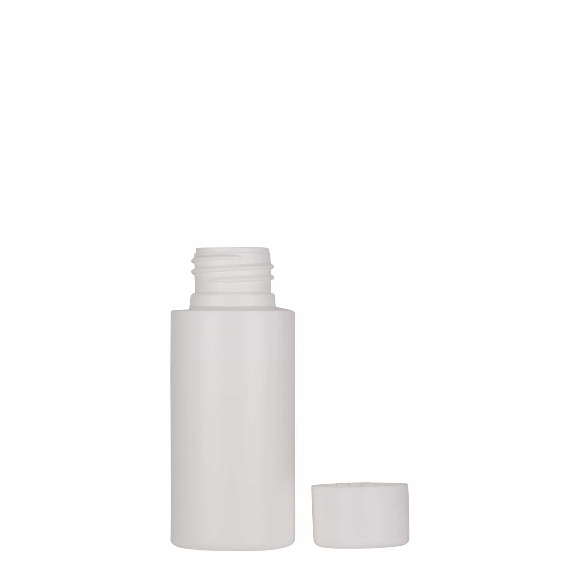 50 ml plastová lahvička „Pipe“, zelený HDPE, bílá, hrdlo: 24/410