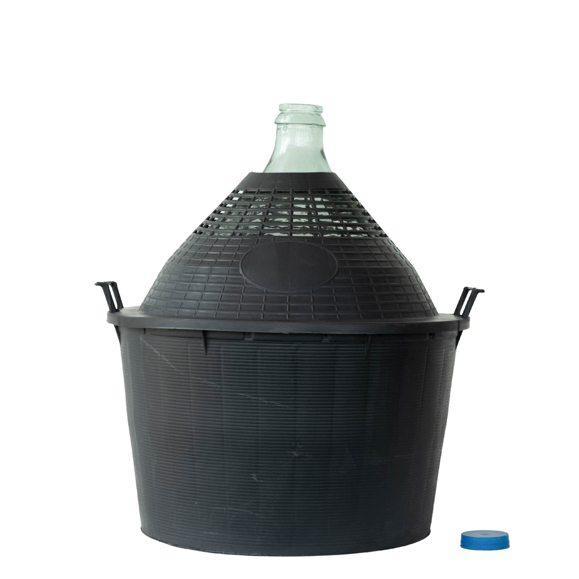 34 l balónová láhev s úzkým hrdlem, sklo, hrdlo: nasazovací víčko