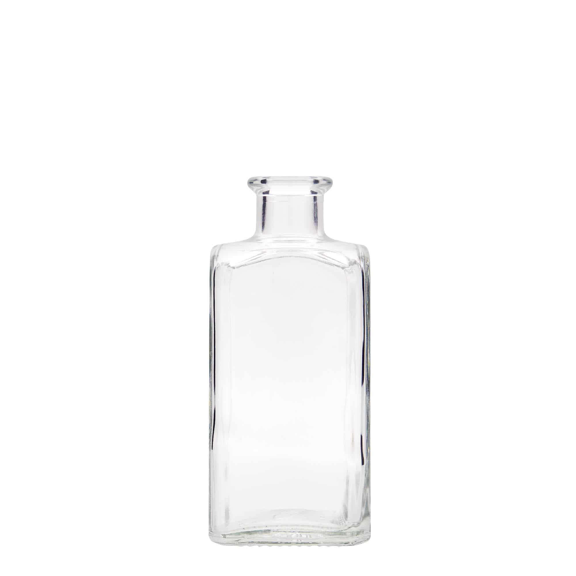 Skleněná lahev 250 ml lékárenská Carré, hranatá, uzávěr: korek
