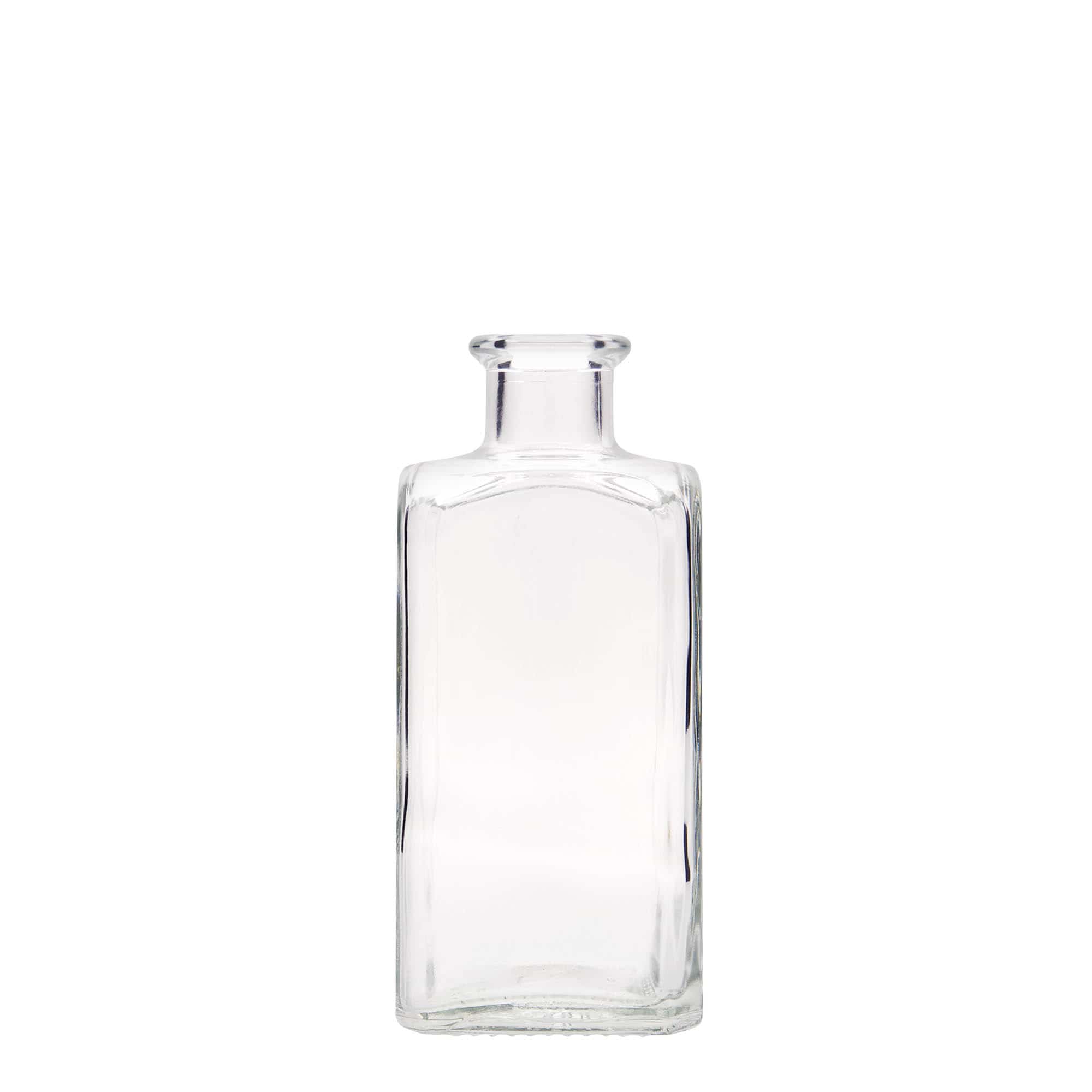 250 ml skleněná láhev Apotheker Carré, čtvercová, hrdlo: korek