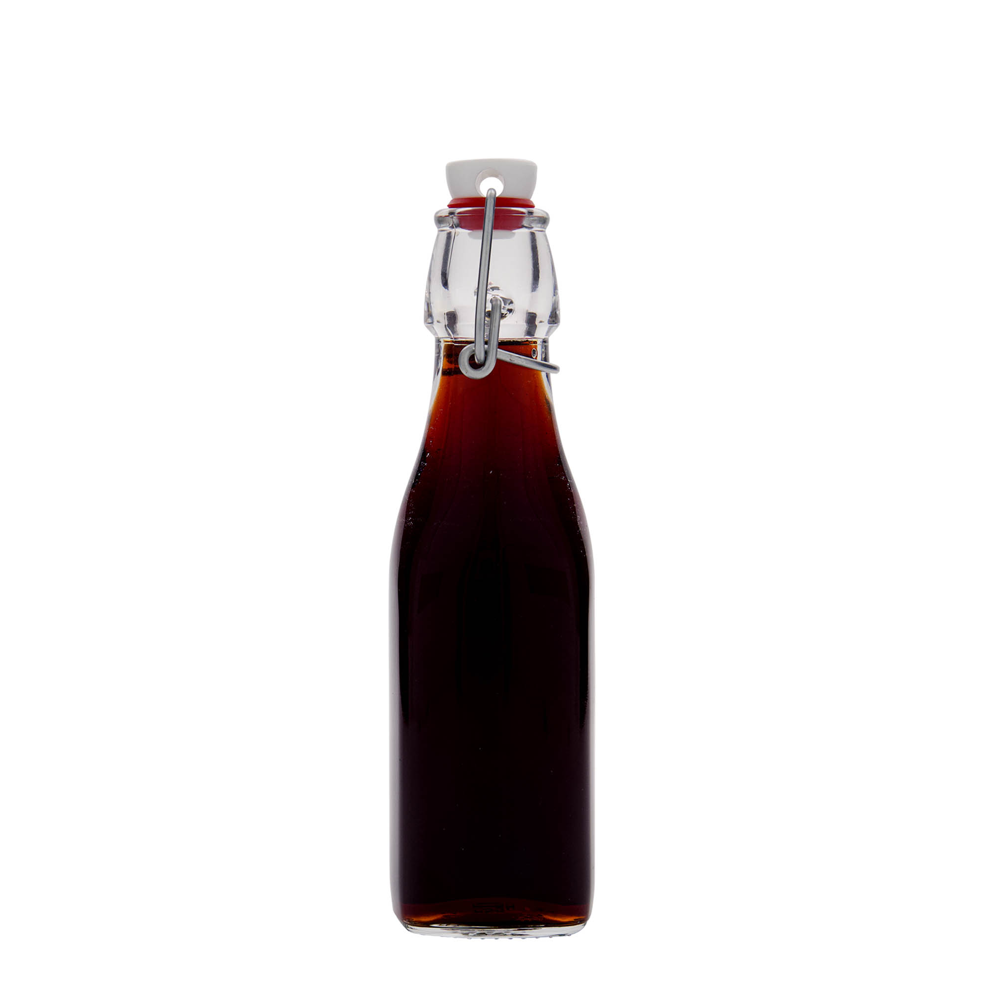 250 ml skleněná láhev 'Swing, čtvercová, hrdlo: s klipem 250 ml skleněná láhev 'Swing, čtvercová, hrdlo: s klipem