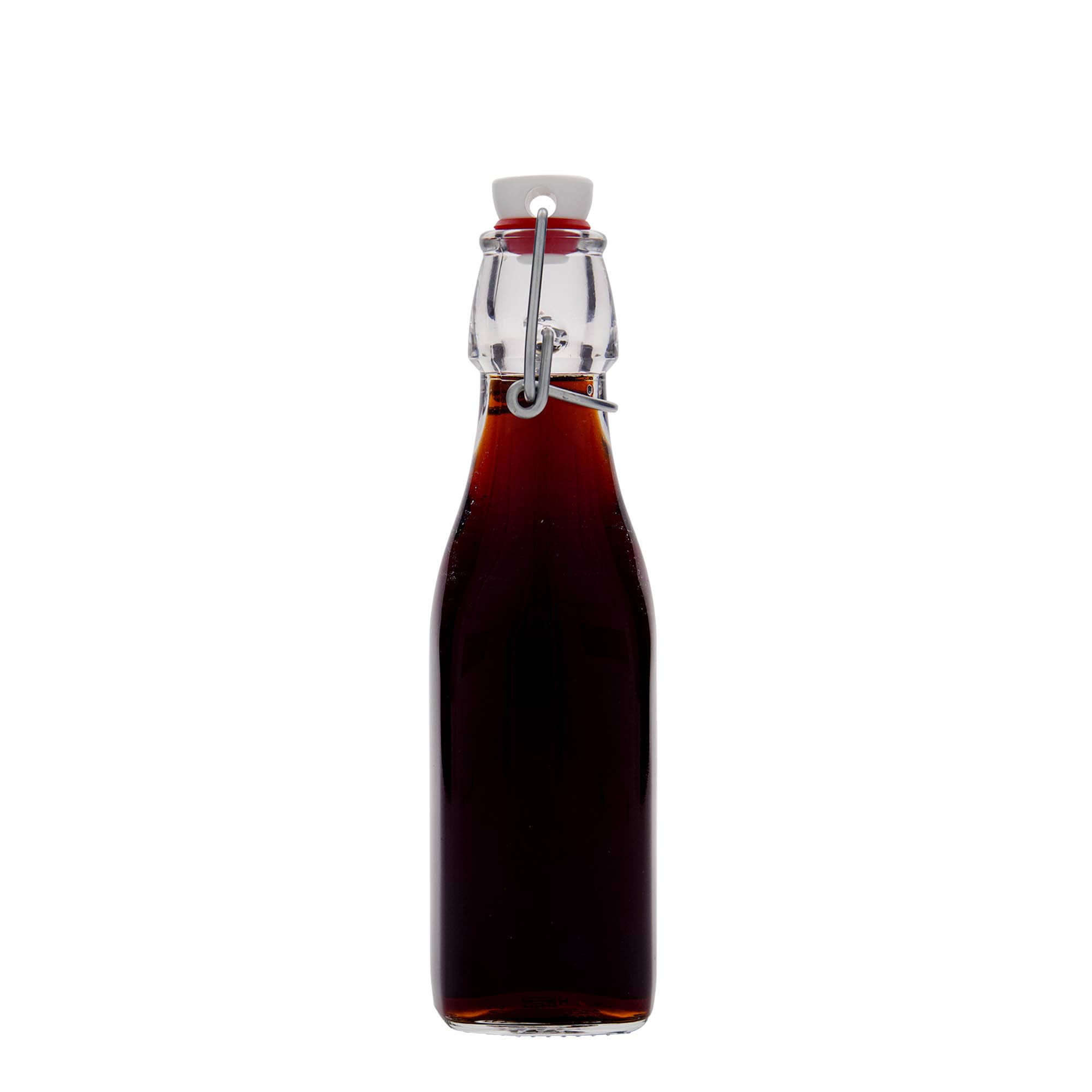 250 ml skleněná láhev „Swing, čtvercová, hrdlo: s klipem