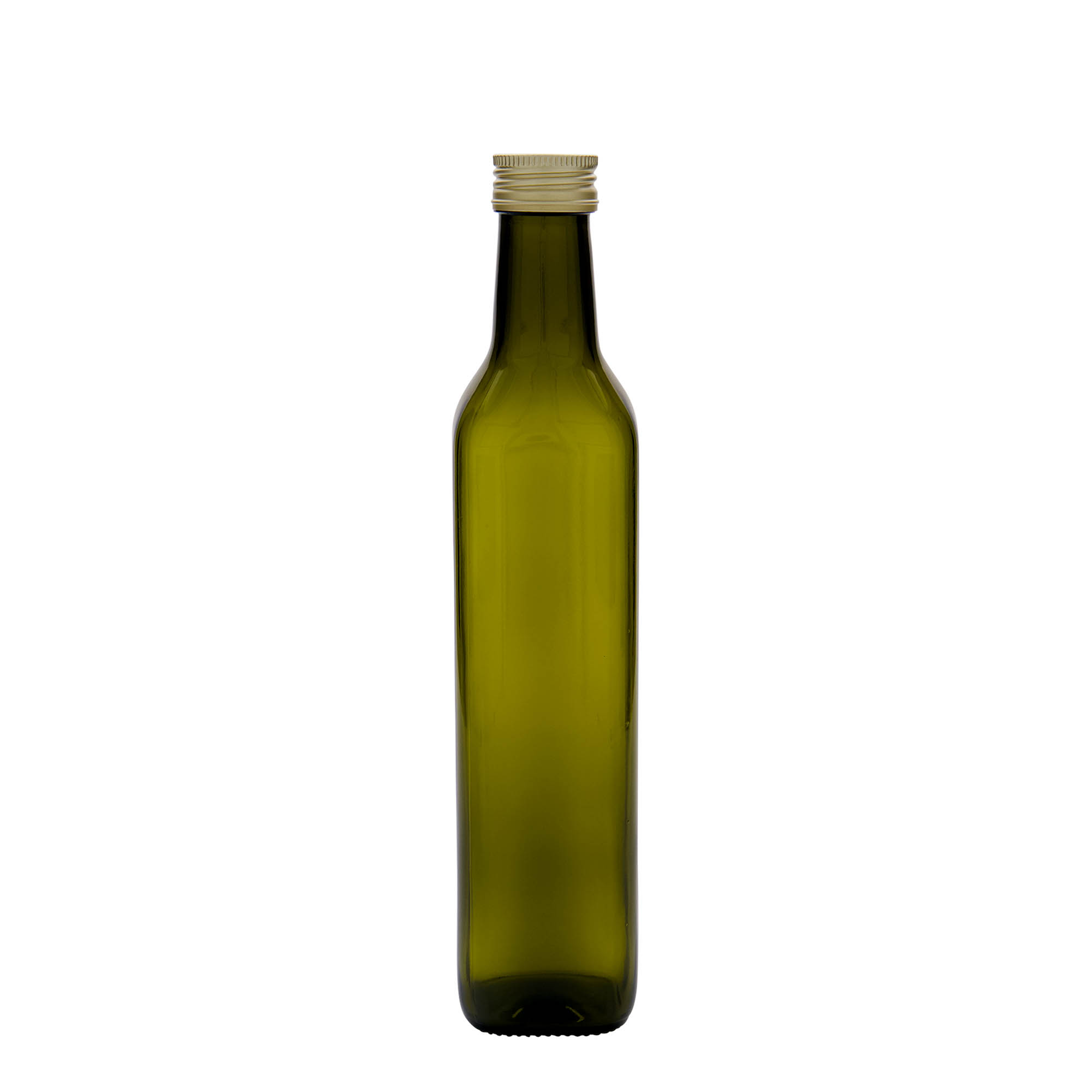 500 ml skleněná láhev 'Marasca', čtvercová, antik zelená, hrdlo: PP 31,5