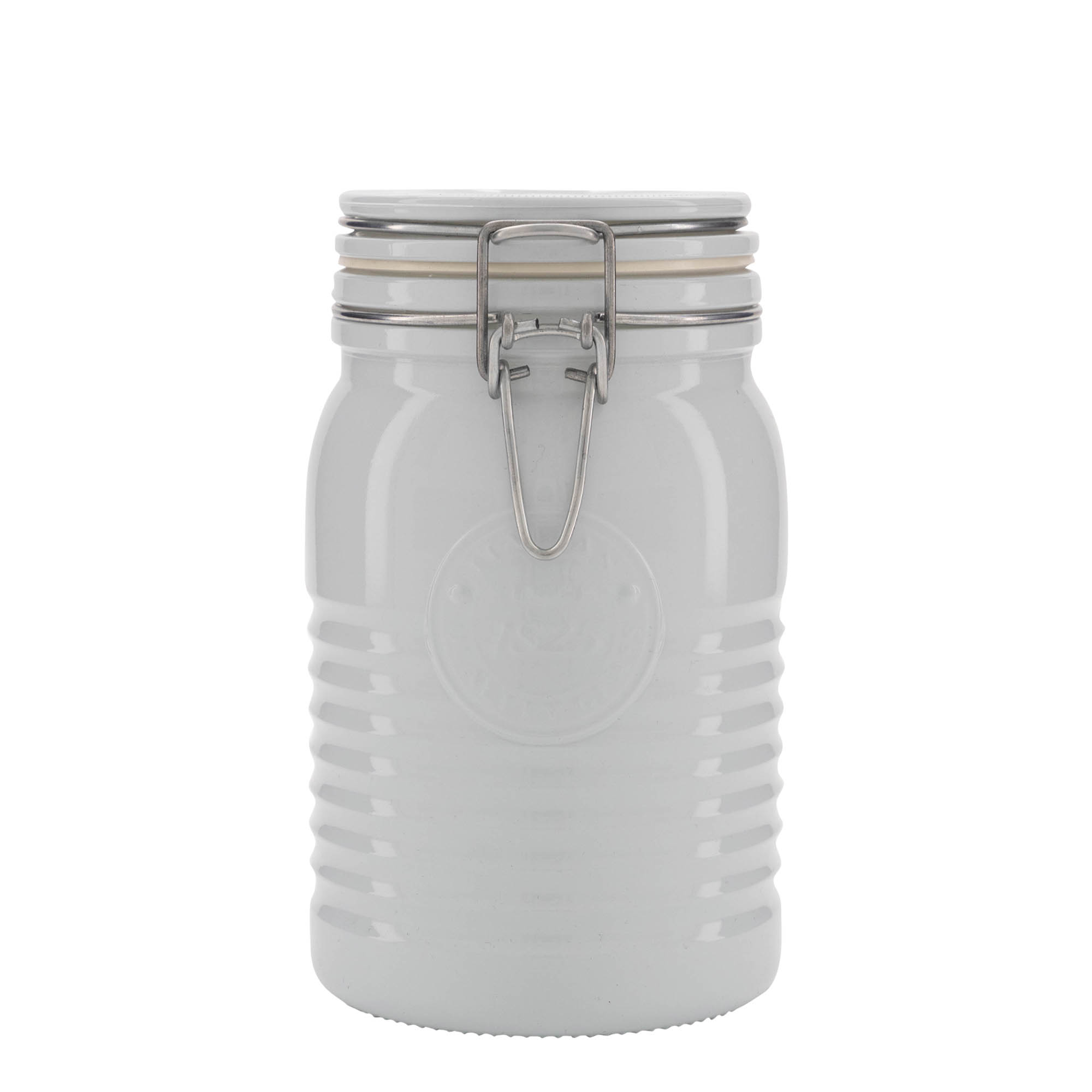 1.000 ml drátěná uzávěrová sklenice 'Officina 1825', bílá, hrdlo: drátěný uzávěr
