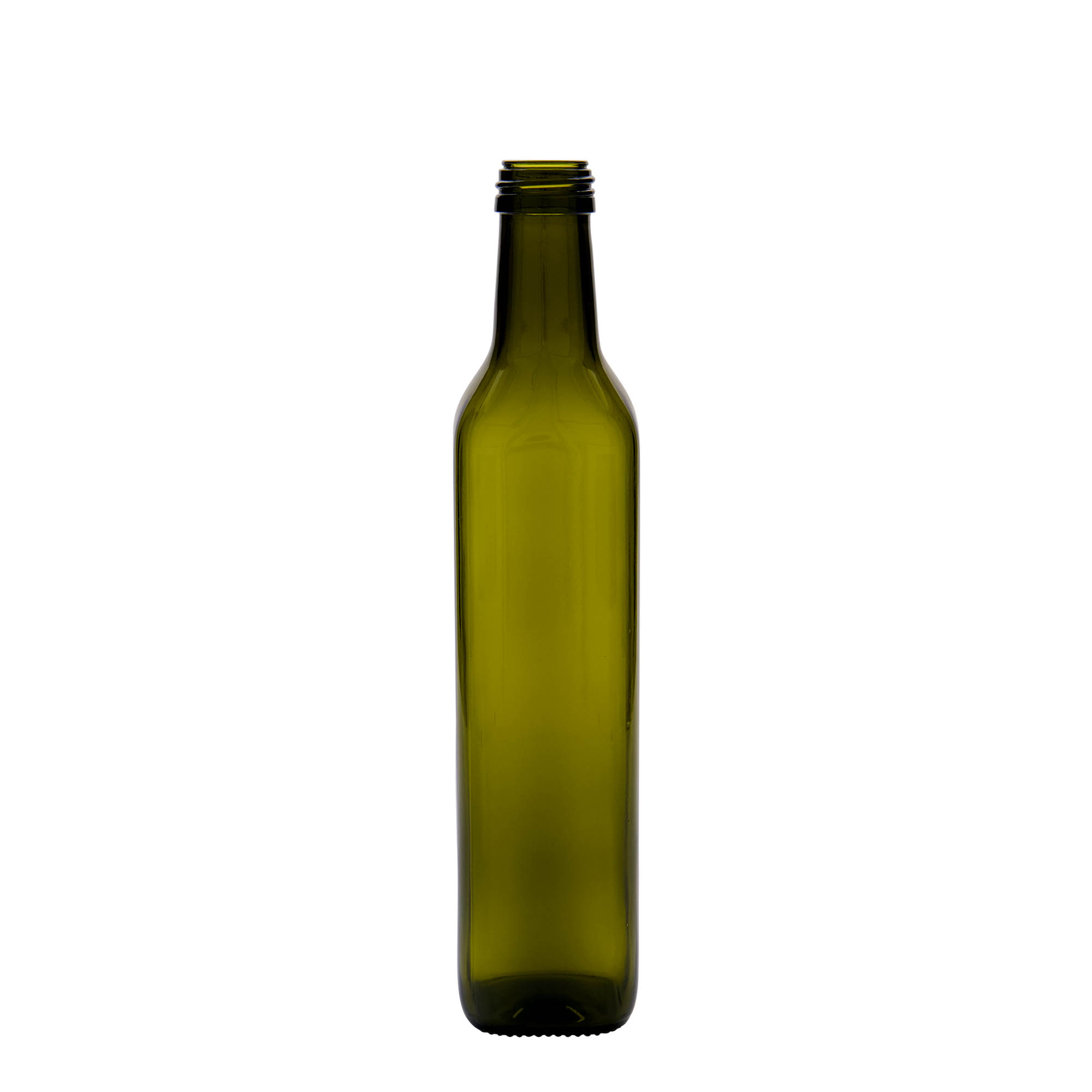 500 ml skleněná láhev 'Marasca', čtvercová, antik zelená, hrdlo: PP 31,5 500 ml skleněná láhev 'Marasca', čtvercová, antik zelená, hrdlo: PP 31,5