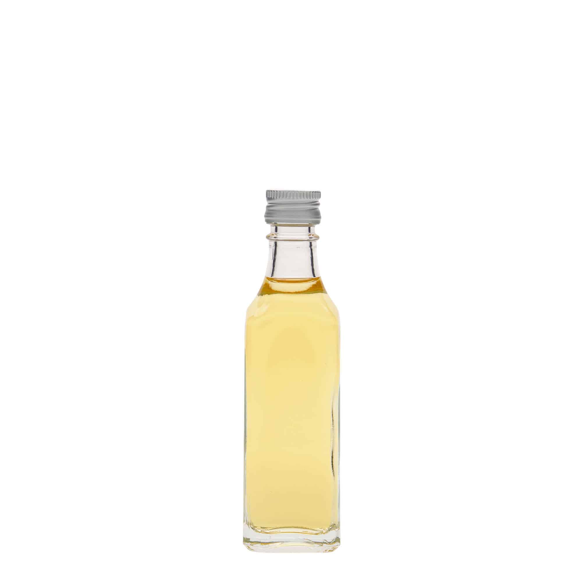 Skleněná lahev 50 ml 'Siena', čtvercová, uzávěr: PP 18