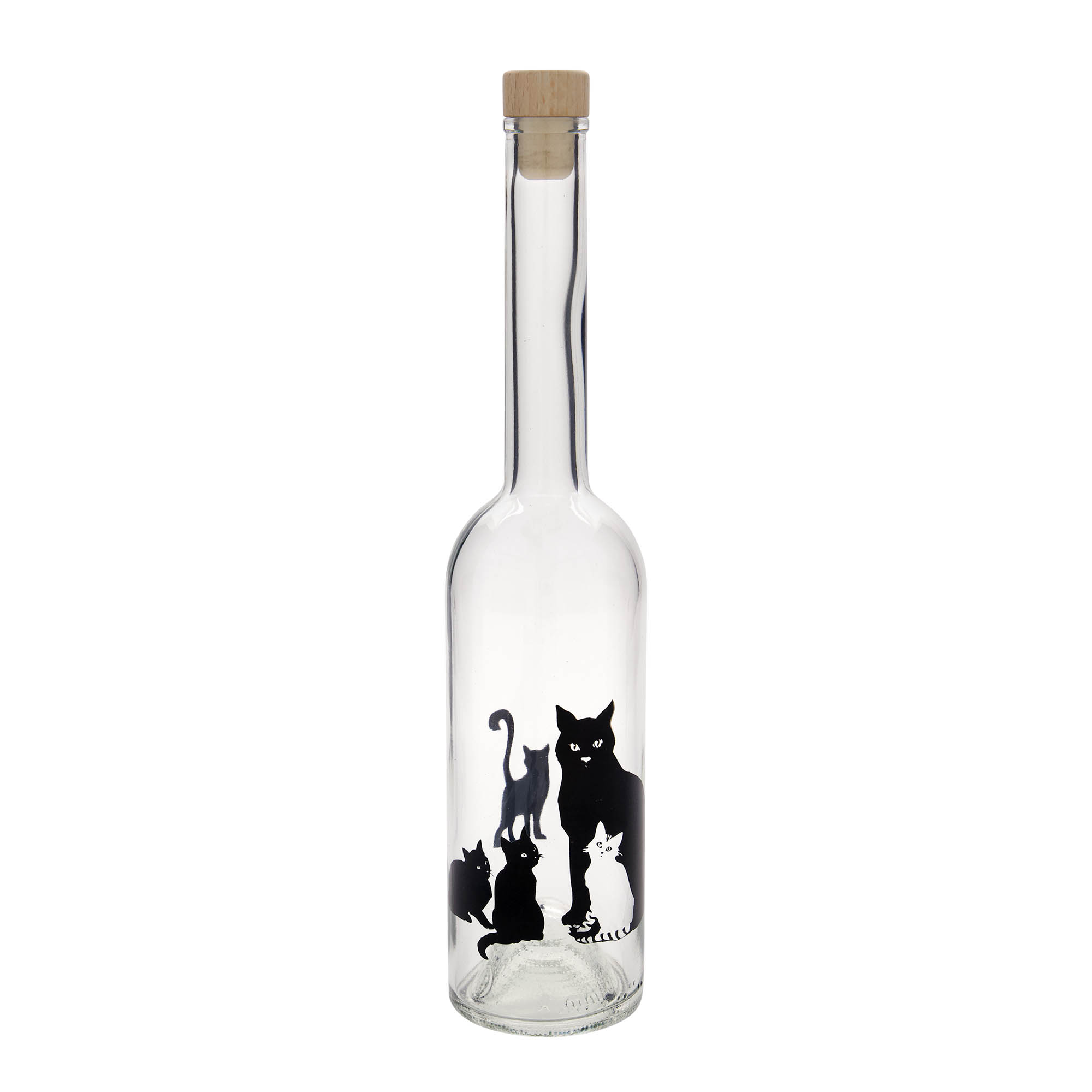 500 ml skleněná láhev 'Opera', motiv: kočky, hrdlo: korek