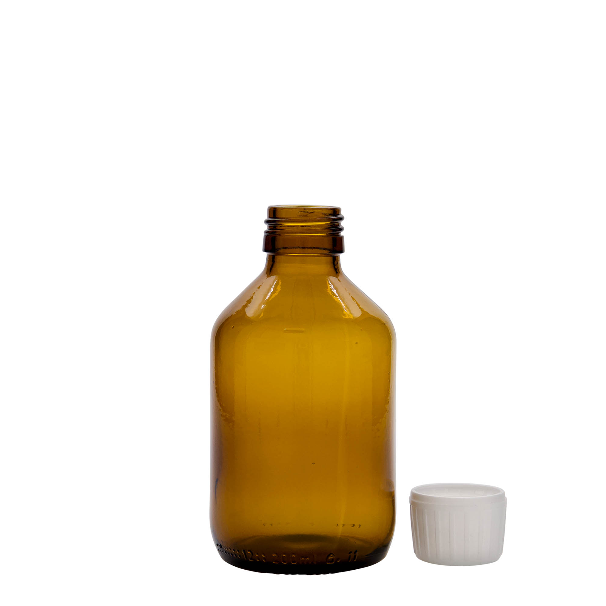 200 ml lékovka, hnědá, sklo, hrdlo: PP 28