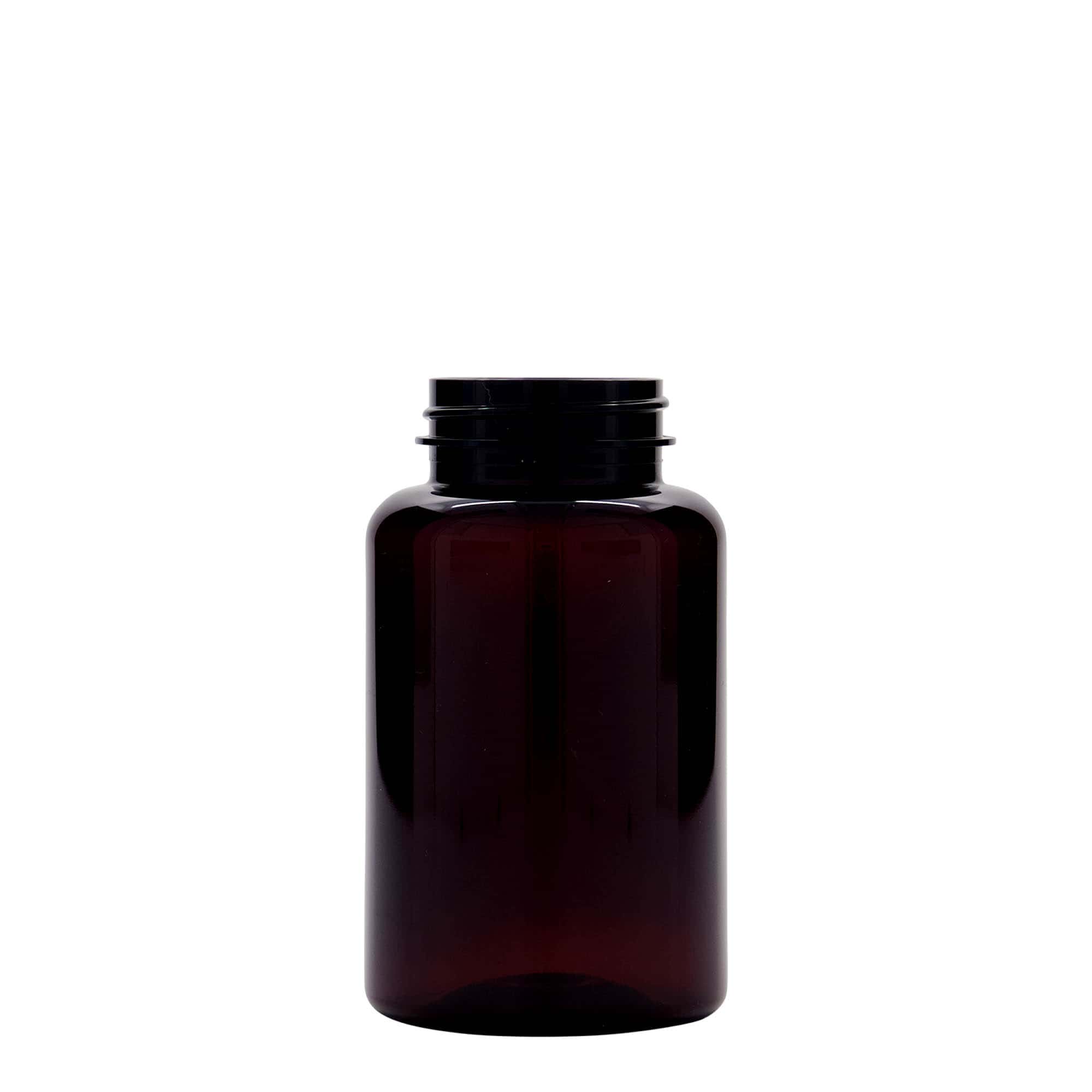 PET dóza 250 ml, plast, hnědá, uzávěr: GPI 45/400