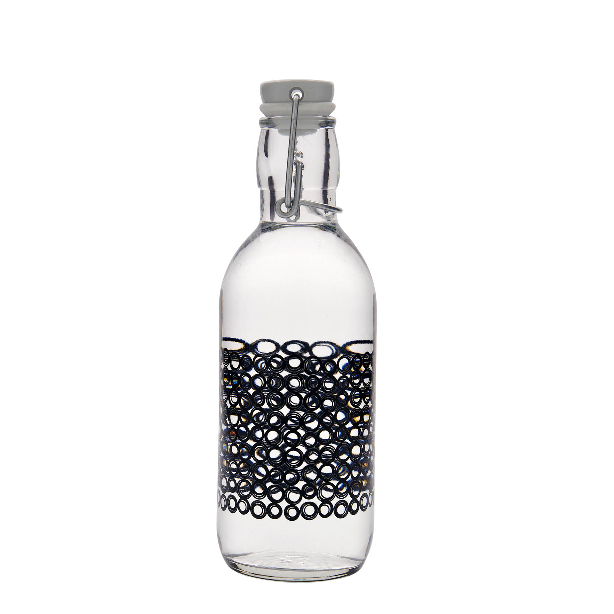 500 ml skleněná láhev 'Emilia', motiv: Circola nero, hrdlo: uzávěr na pákový klip 500 ml skleněná láhev 'Emilia', motiv: Circola nero, hrdlo: uzávěr na pákový klip