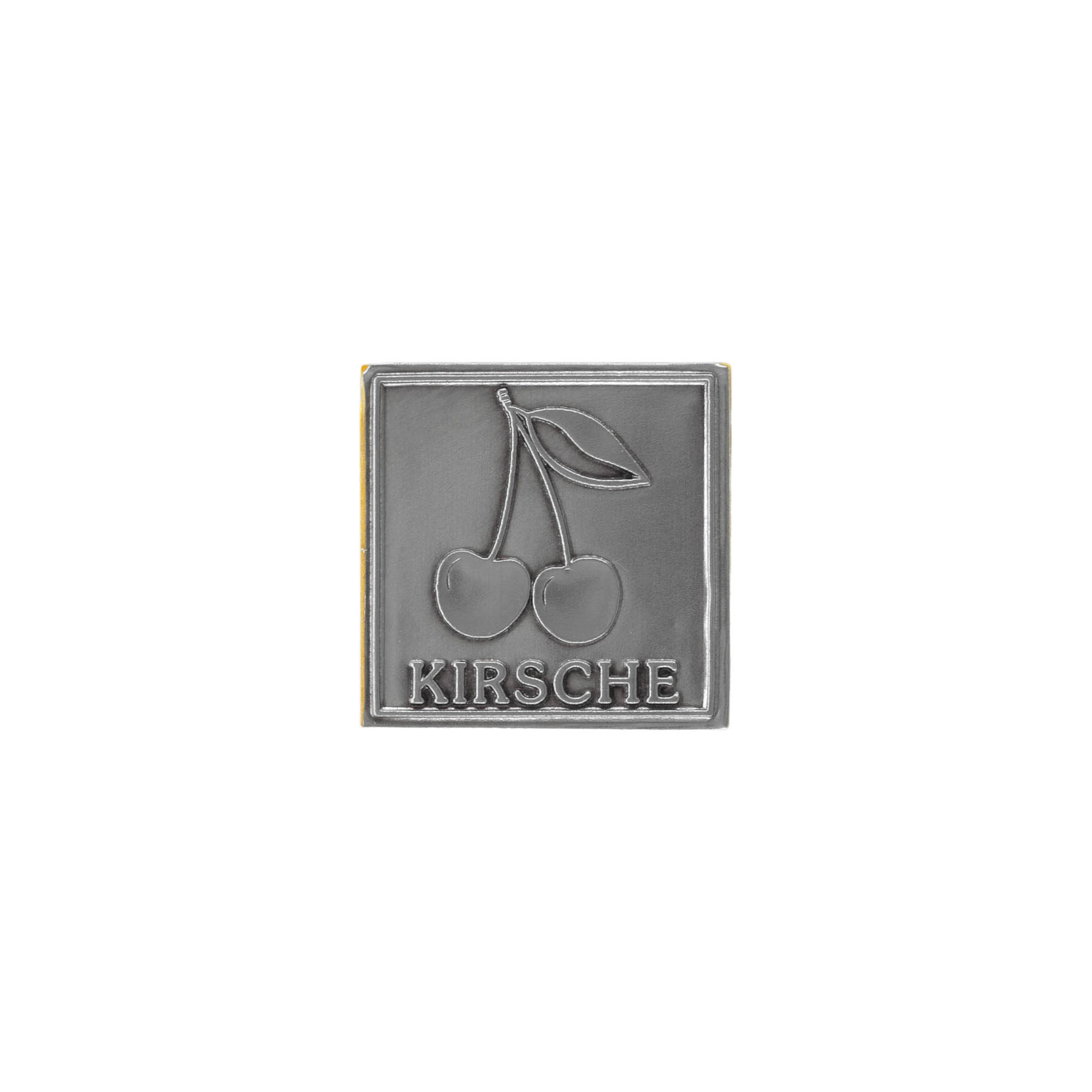 Cínová etiketa 'Třešeň', čtvercová, kovová, stříbrná Cínová etiketa 'Třešeň', čtvercová, kovová, stříbrná