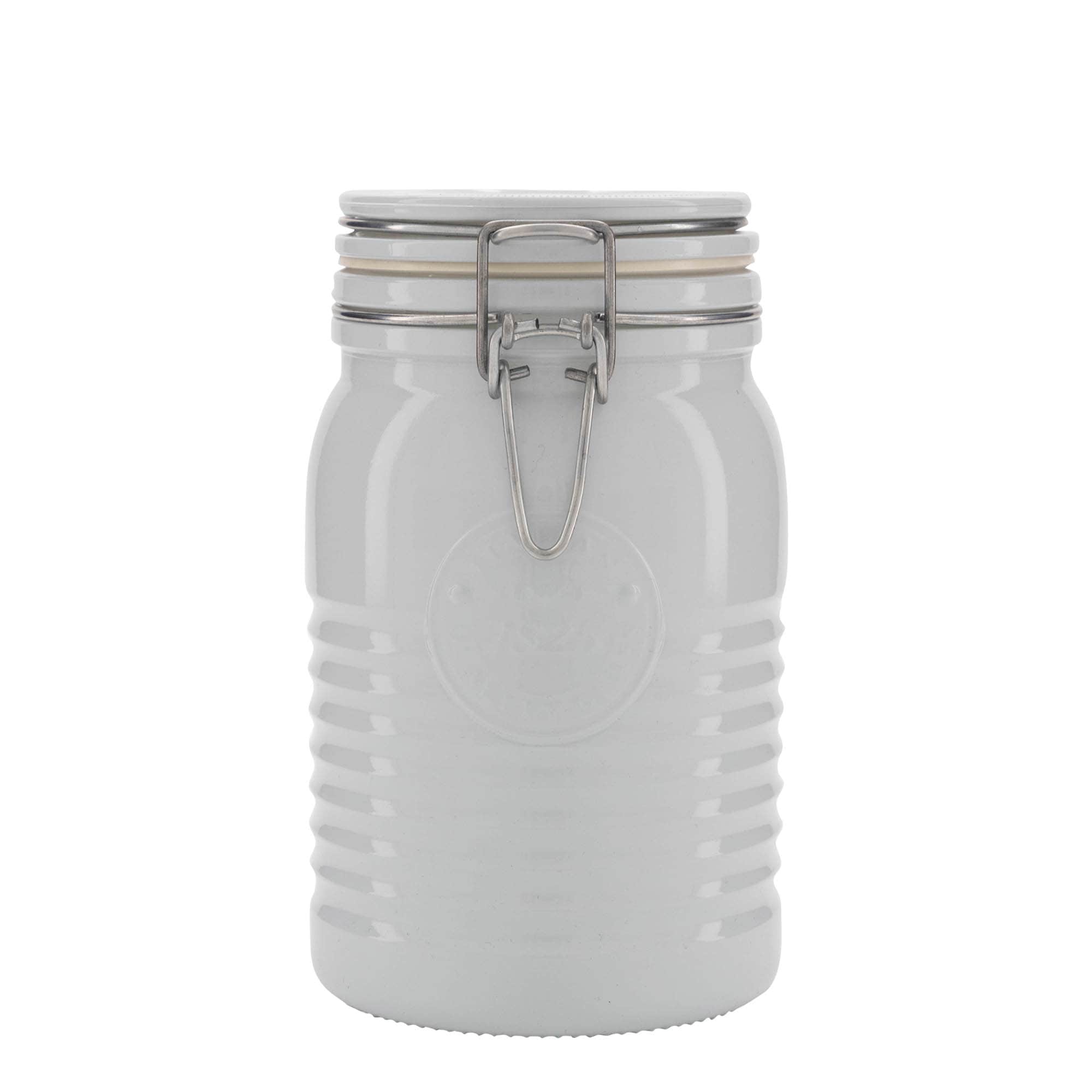 Sklenice s drátěným uzávěrem 1000 ml 'Officina 1825', bílá, uzávěr: drátěný uzávěr Sklenice s drátěným uzávěrem 1000 ml 'Officina 1825', bílá, uzávěr: drátěný uzávěr